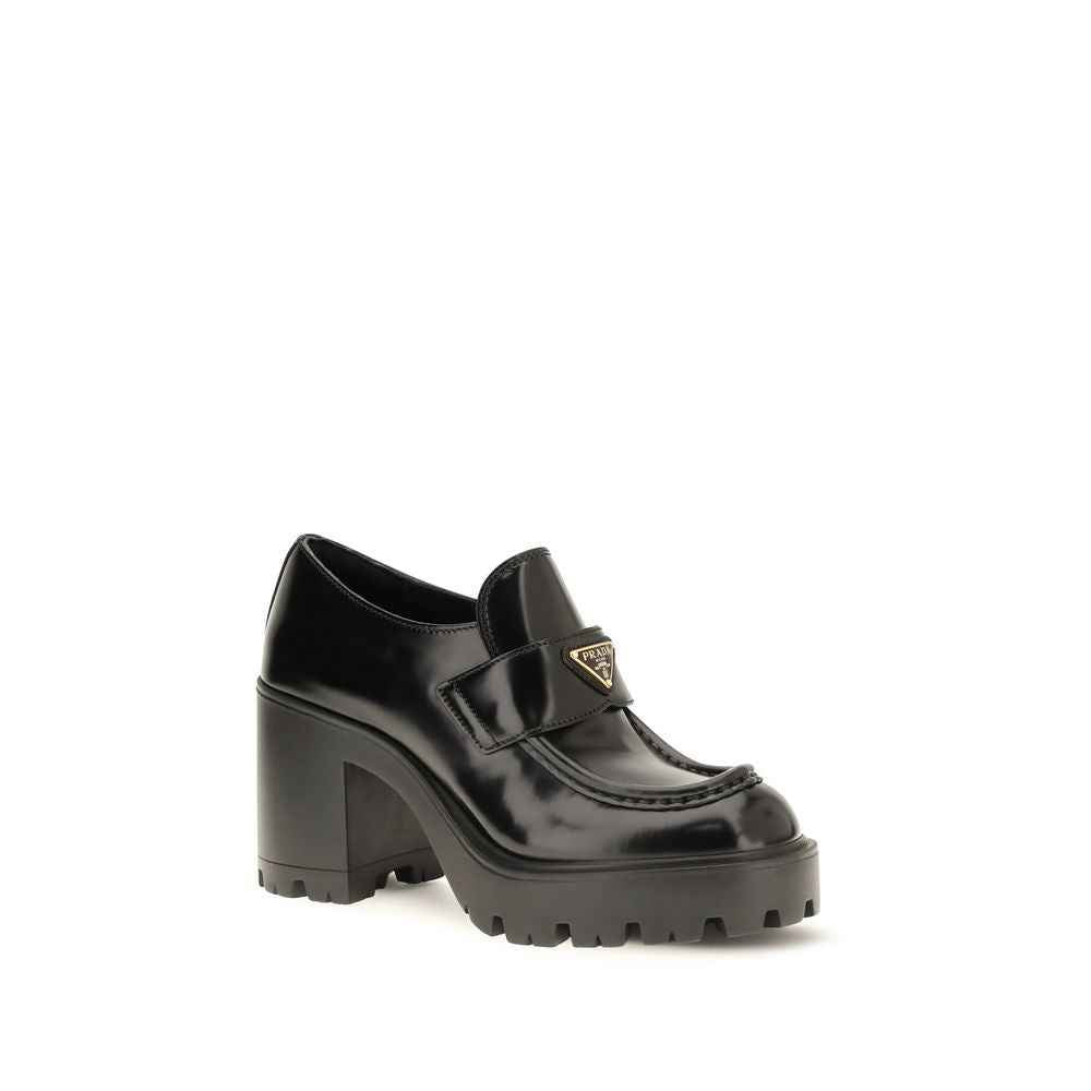 Prada Black Calf Leather Bos Taurus Platform Loafers