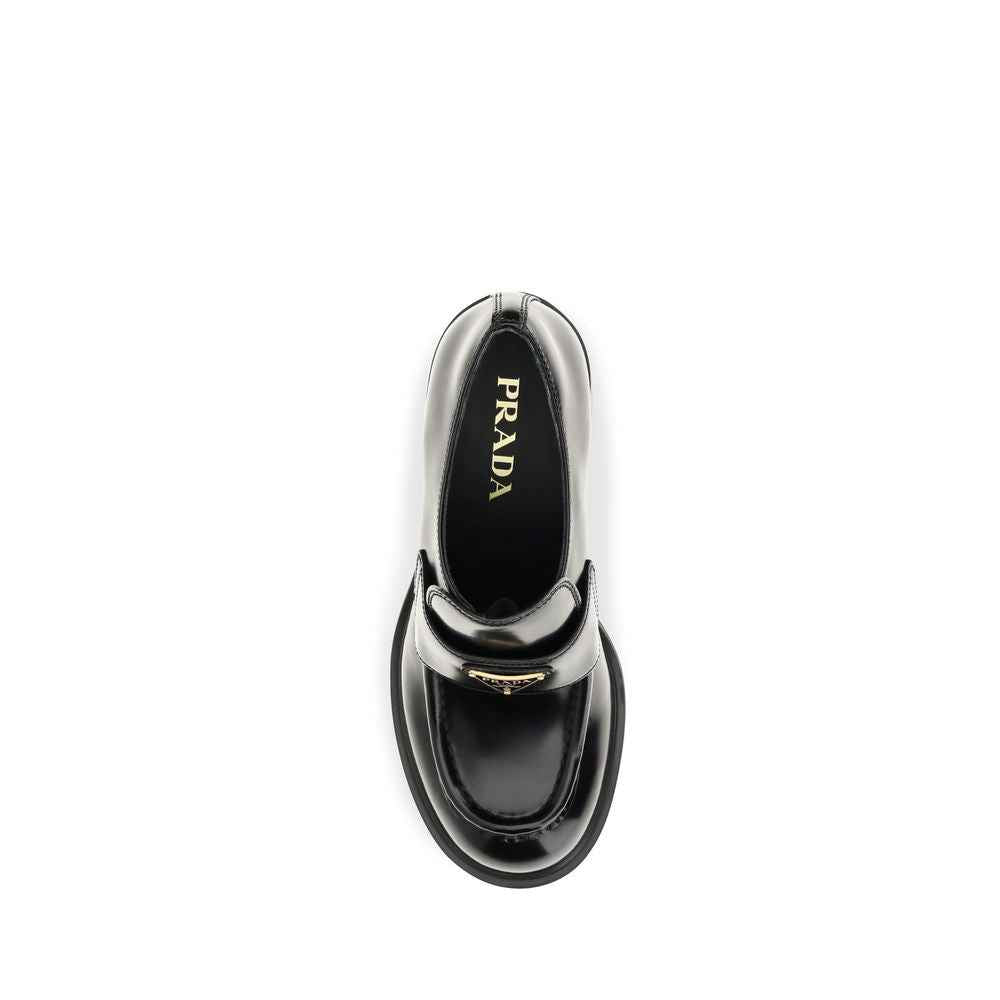 Prada Black Calf Leather Bos Taurus Platform Loafers