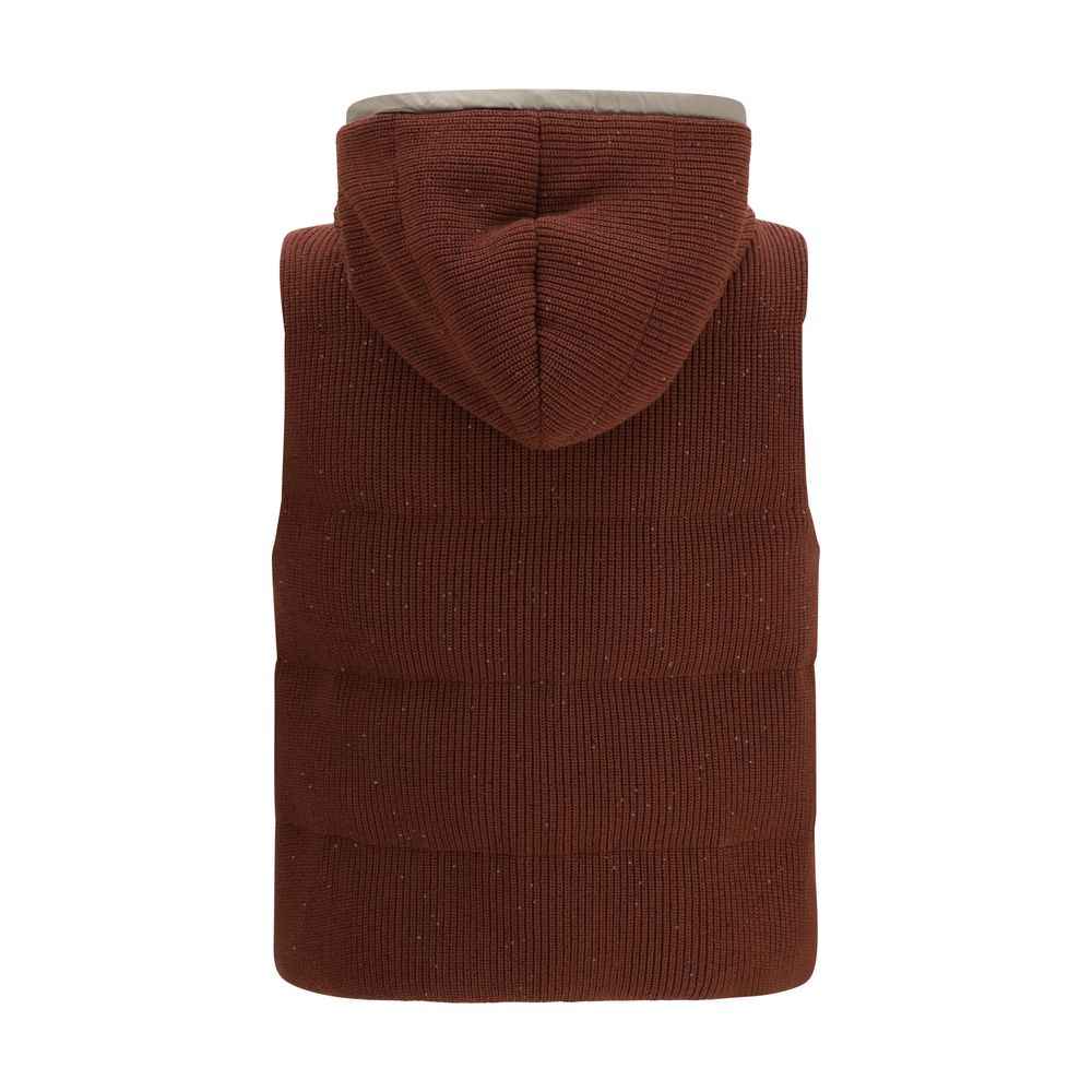 Brunello Cucinelli Brown Cotton Sleeveless Jacket