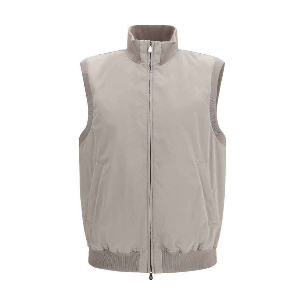 Brunello Cucinelli Gray Polyester Sleeveless Jacket