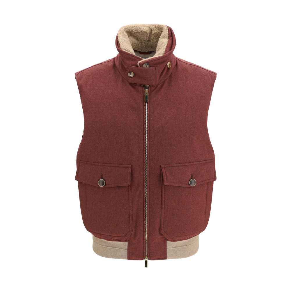 Brunello Cucinelli Bordeaux Wool Oves Aries Sleeveless Jacket
