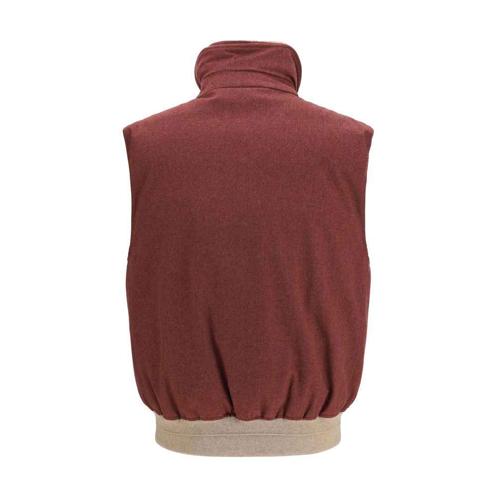 Brunello Cucinelli Bordeaux Wool Oves Aries Sleeveless Jacket