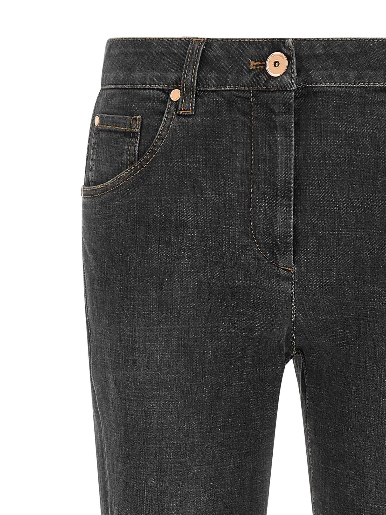 Brunello Cucinelli Gray Cotton Slim Fit Jeans