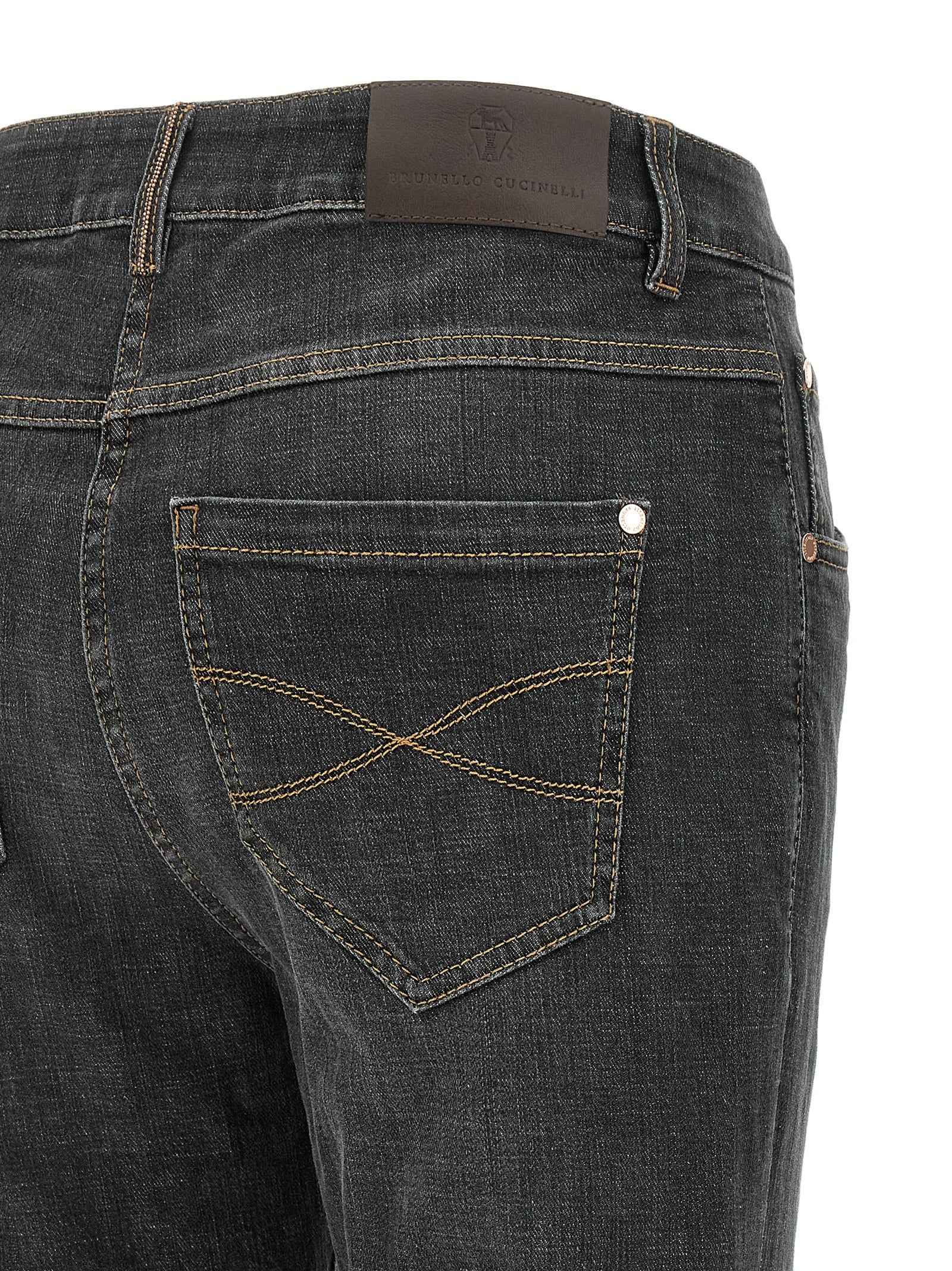 Brunello Cucinelli Gray Cotton Slim Fit Jeans