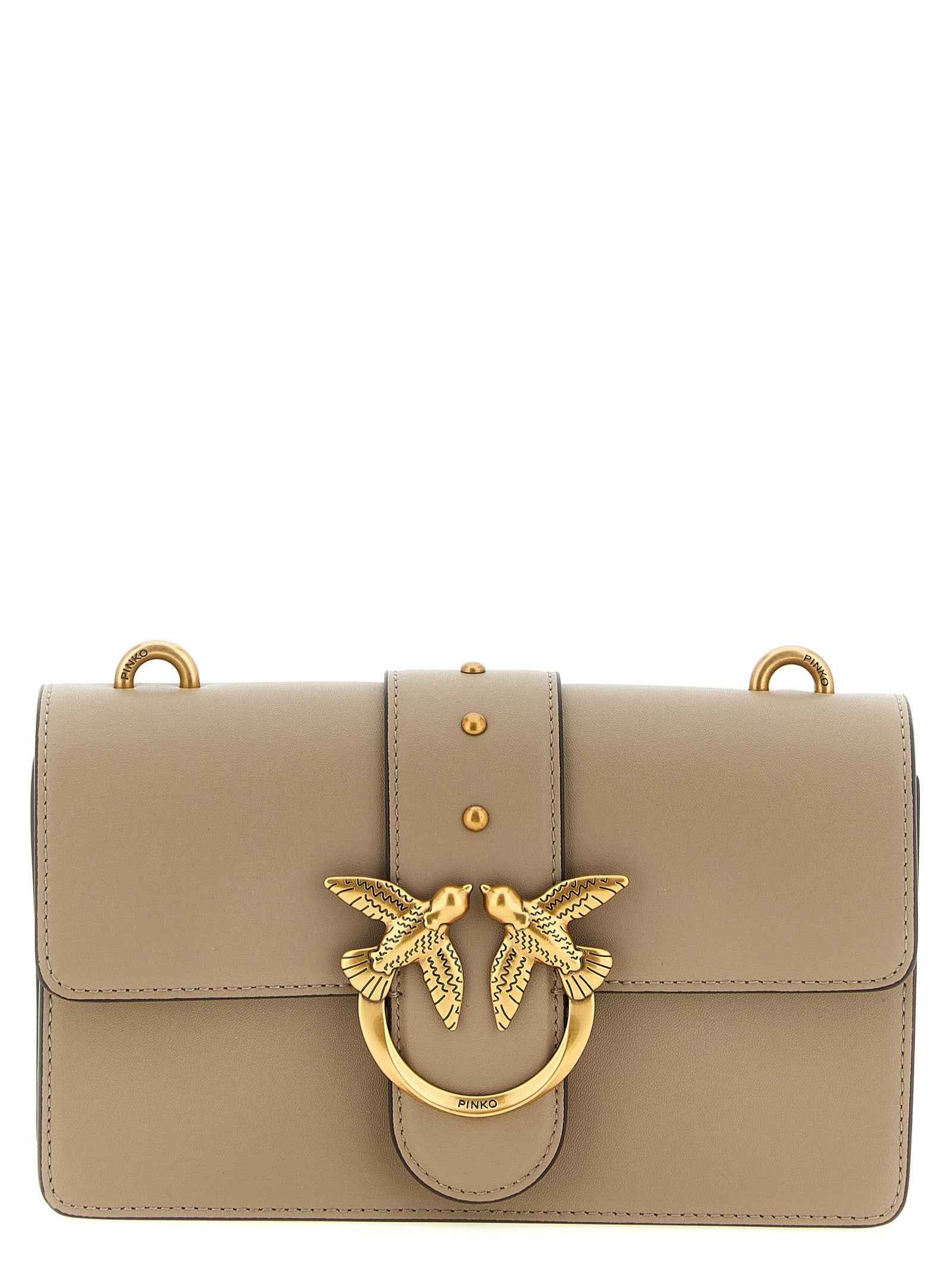PINKO Gray Calfskin Crossbody Bag