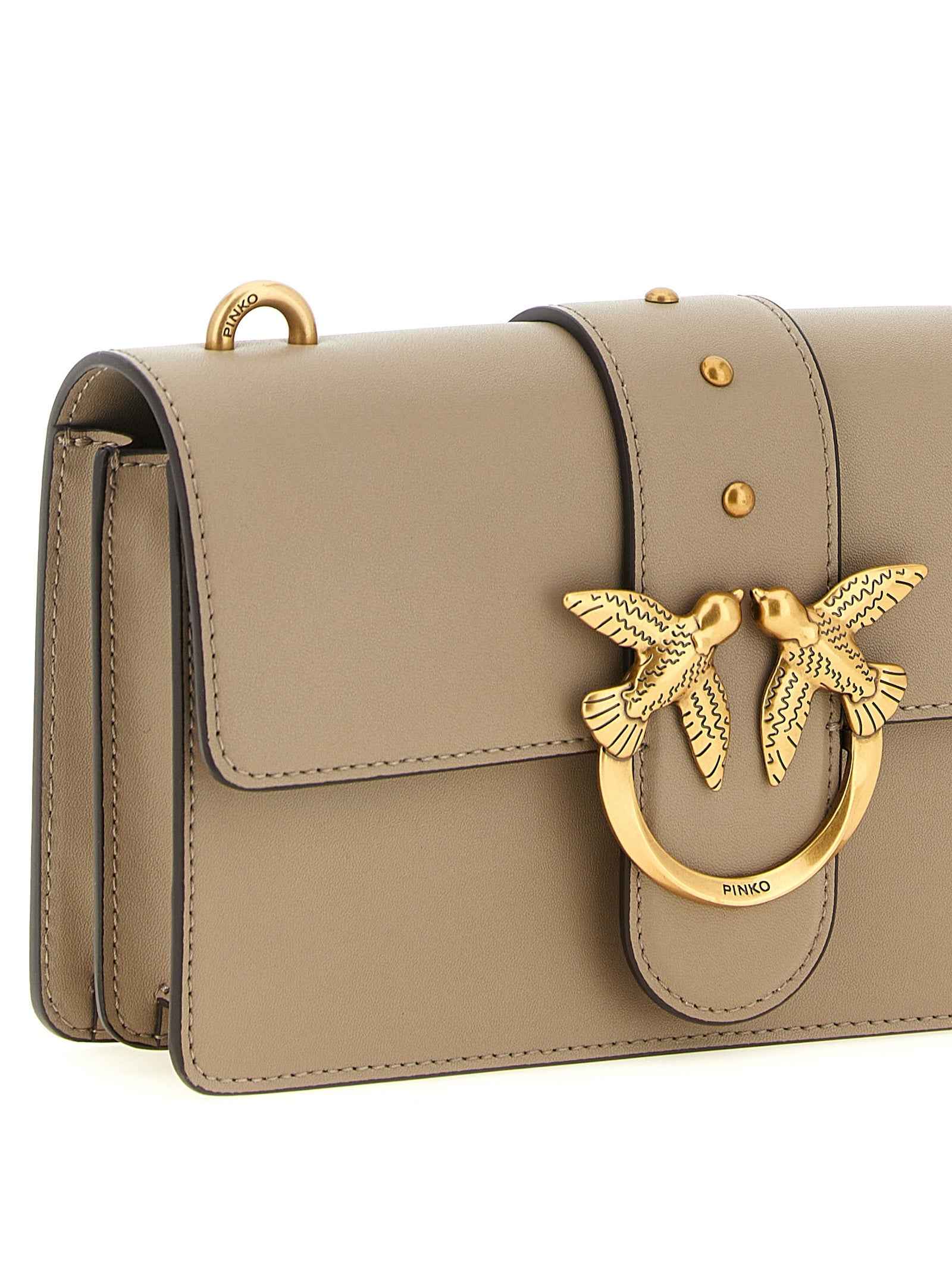 PINKO Gray Calfskin Crossbody Bag