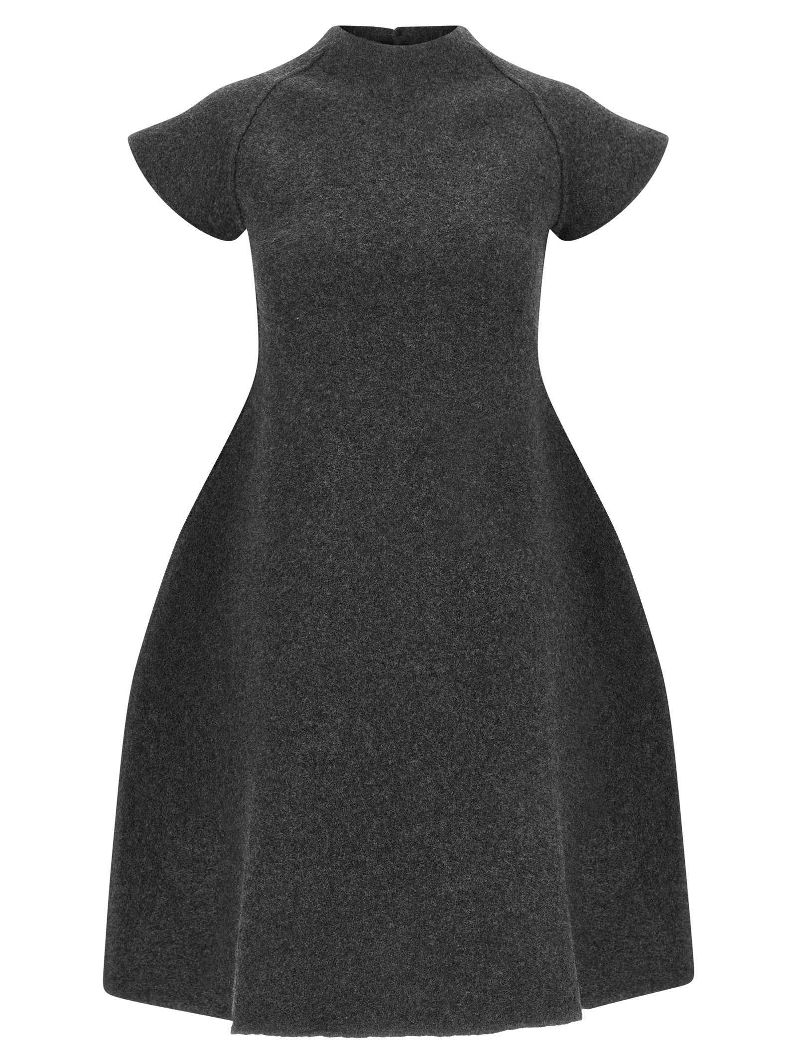 Jil Sander Gray Virgin Wool Midi Dress