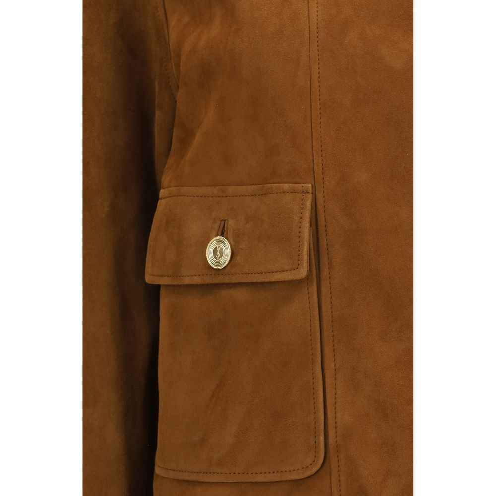 Saint Laurent Brown Lamb Ovis Aries Aries Full-Length Jacket