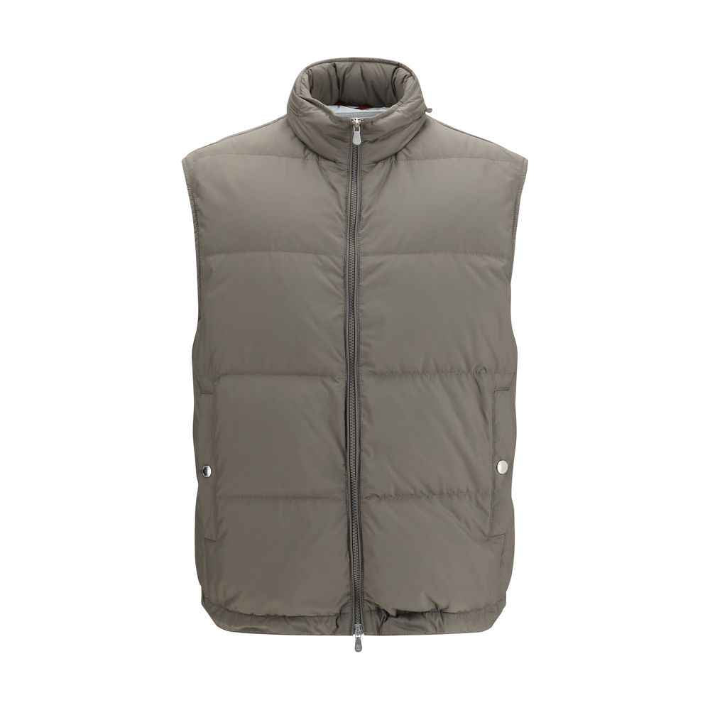 Brunello Cucinelli Gray Polyester Sleeveless Jacket
