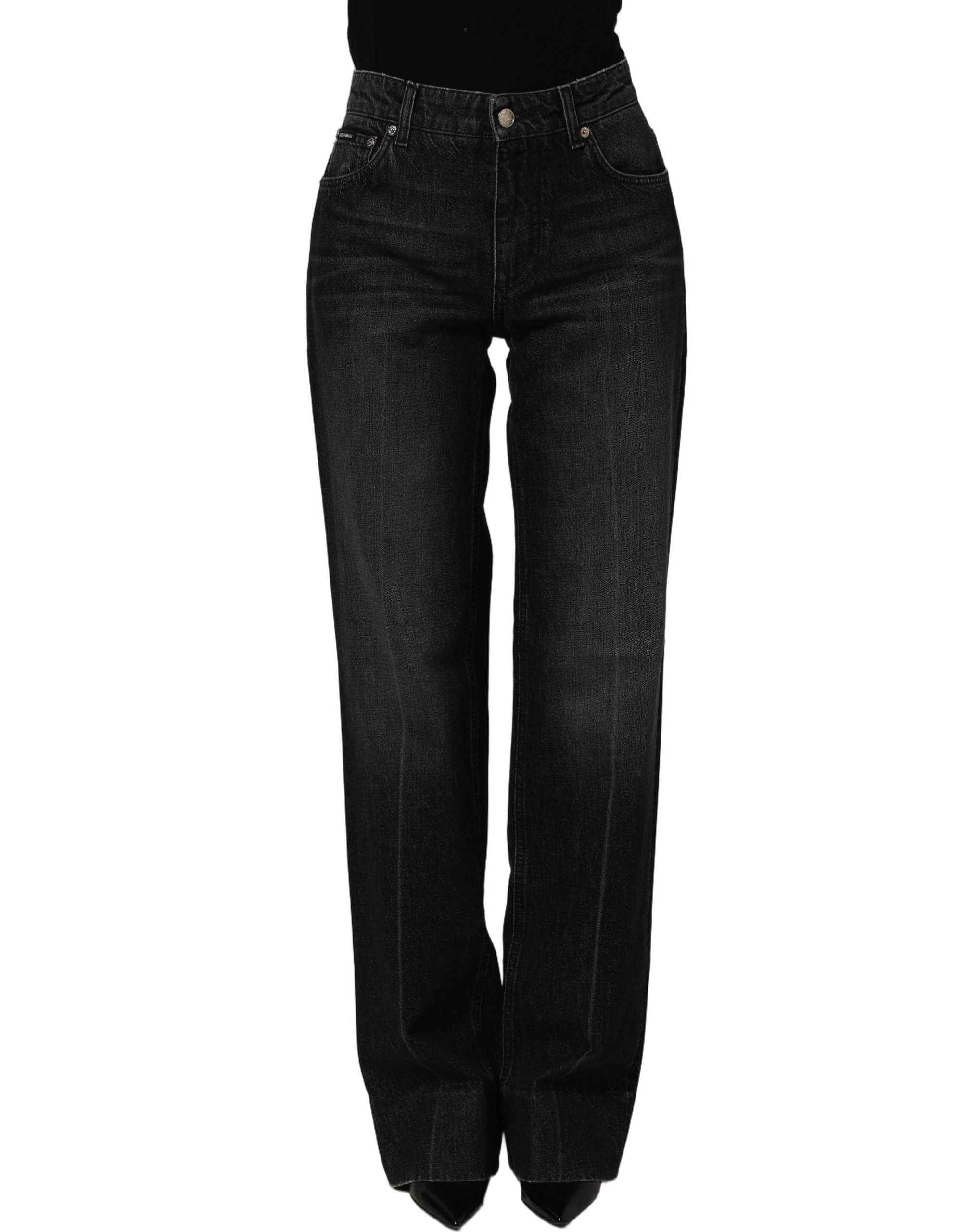 Dolce & Gabbana Black Cotton Stretch Straight Denim Jeans