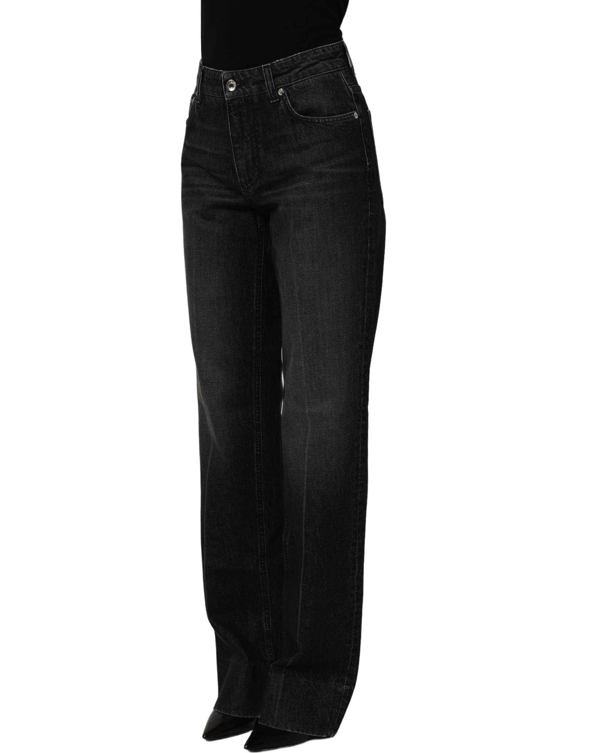 Dolce & Gabbana Black Cotton Stretch Straight Denim Jeans