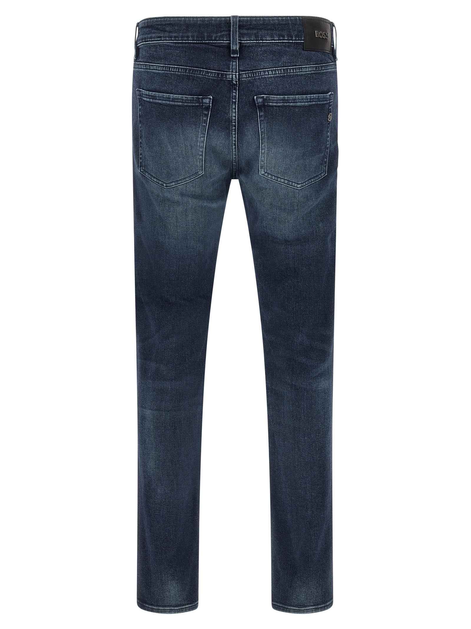 Hugo Boss Blue Cotton Tapered Jeans