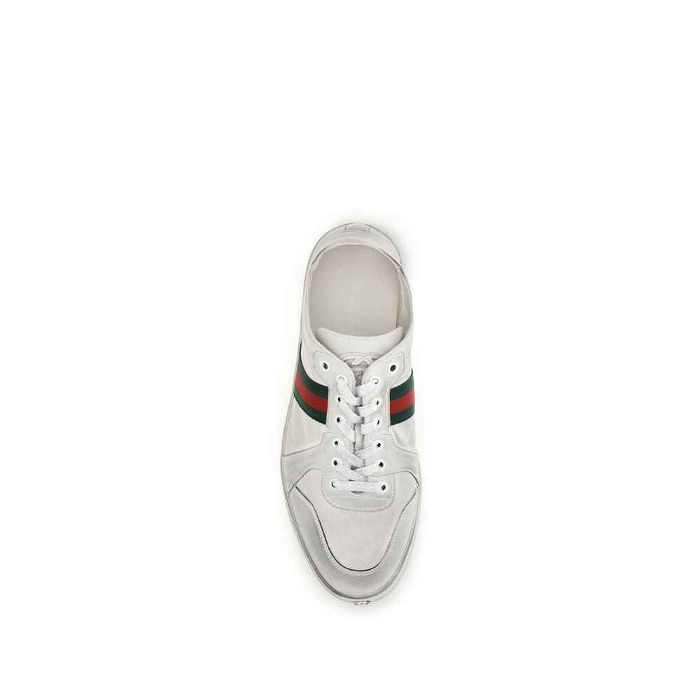 Gucci White Calf Leather Bos Taurus Low Top Sneakers