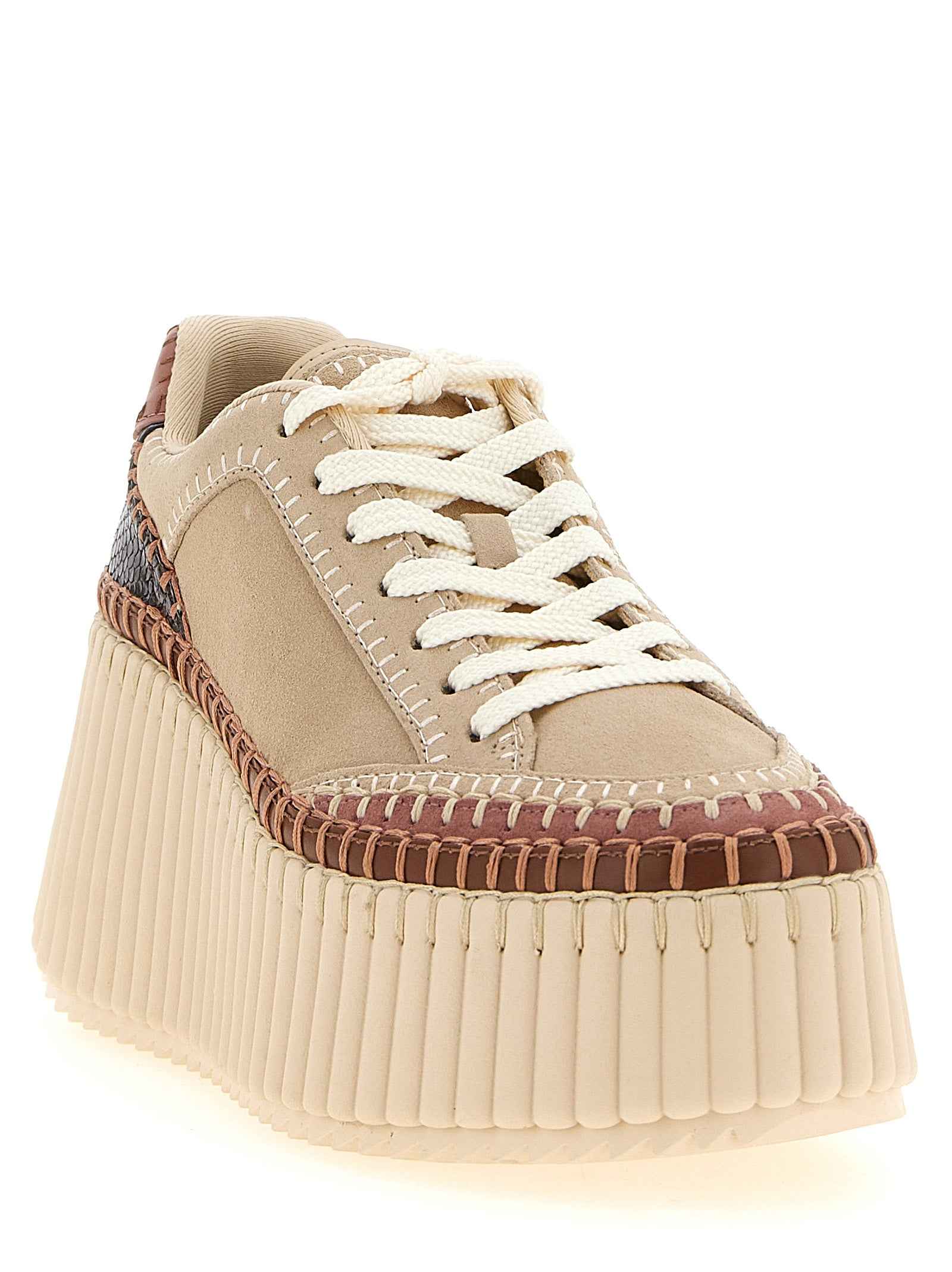 Chloé Beige Polyester Wedge Sandals