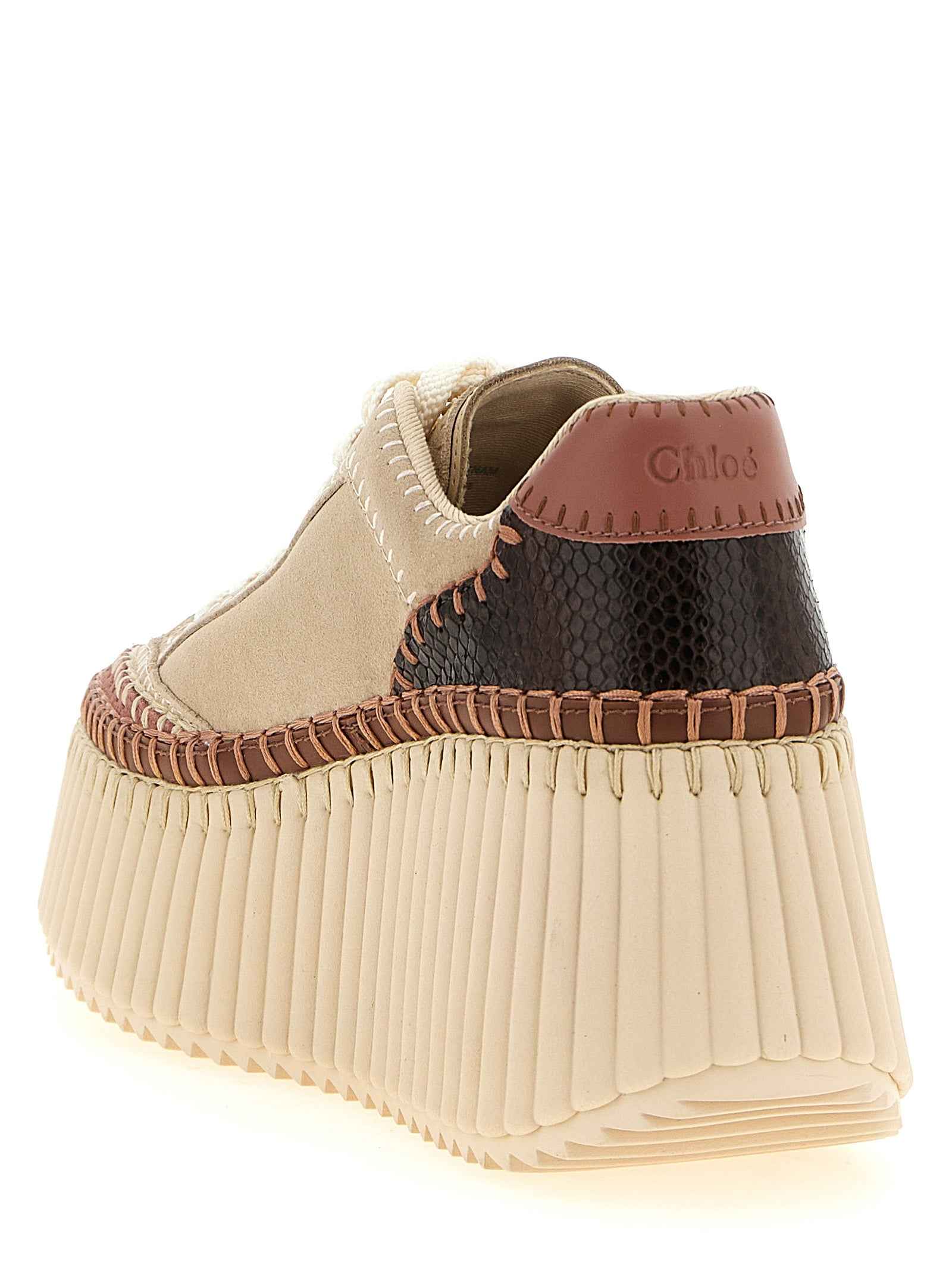 Chloé Beige Polyester Wedge Sandals