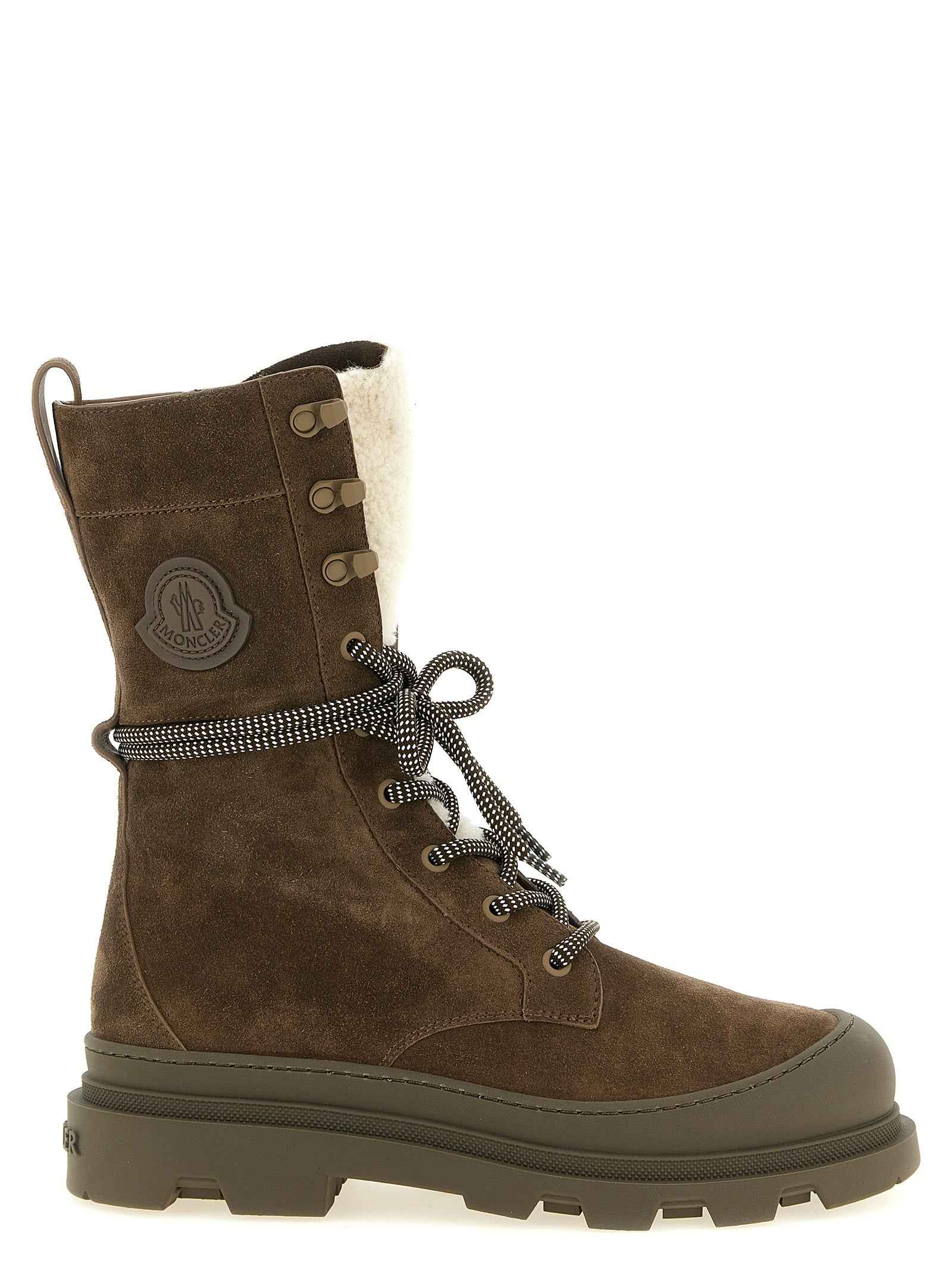 Moncler Brown Leather Lace-Up Boots