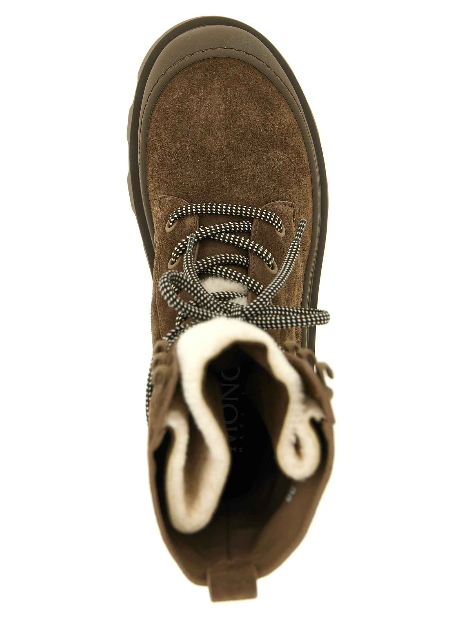 Moncler Brown Leather Lace-Up Boots