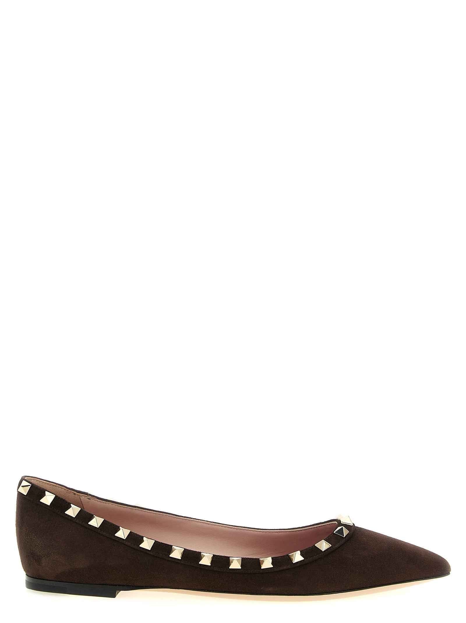 Valentino Garavani Brown Calfskin Ballet Flats