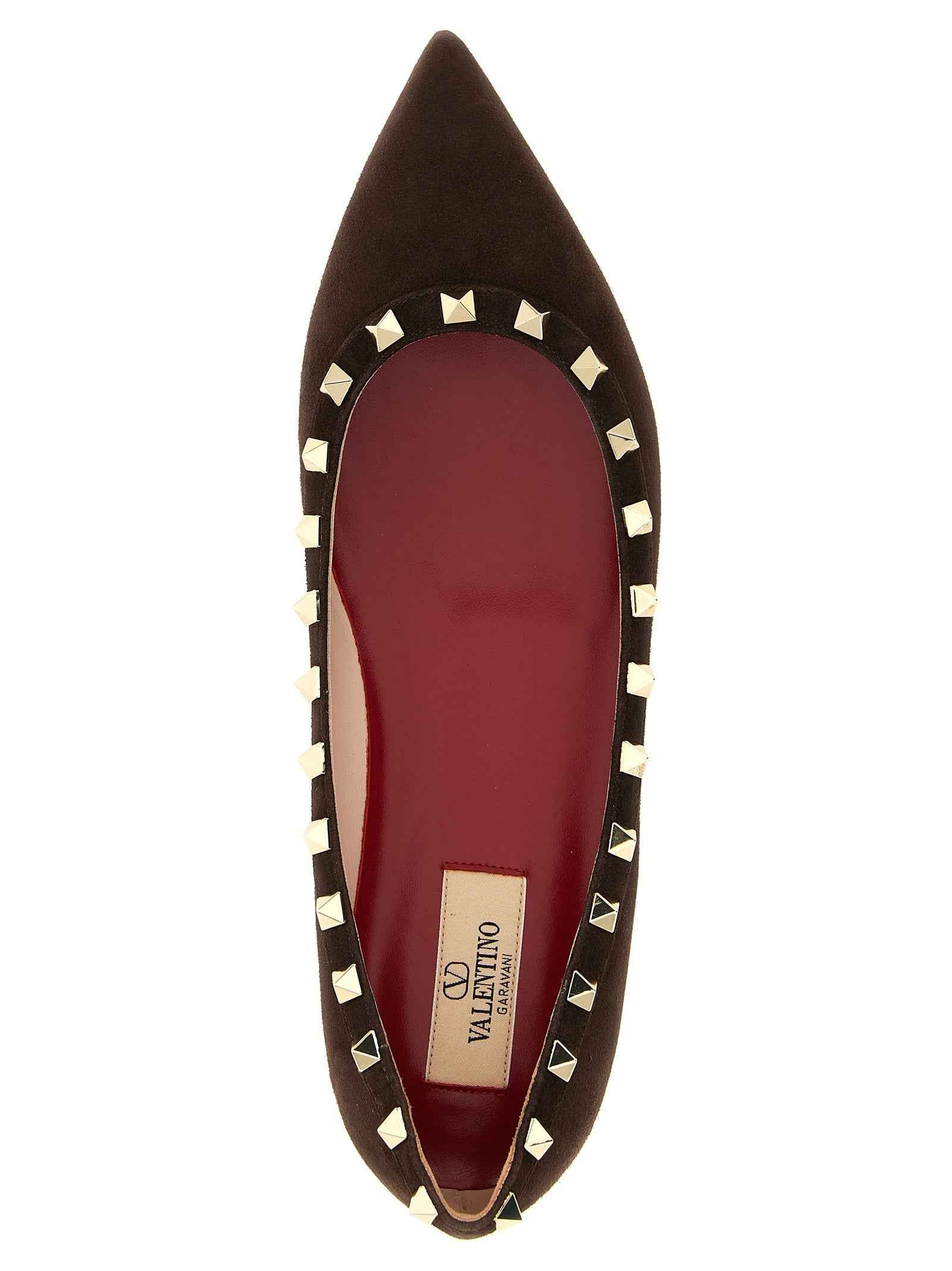 Valentino Garavani Brown Calfskin Ballet Flats