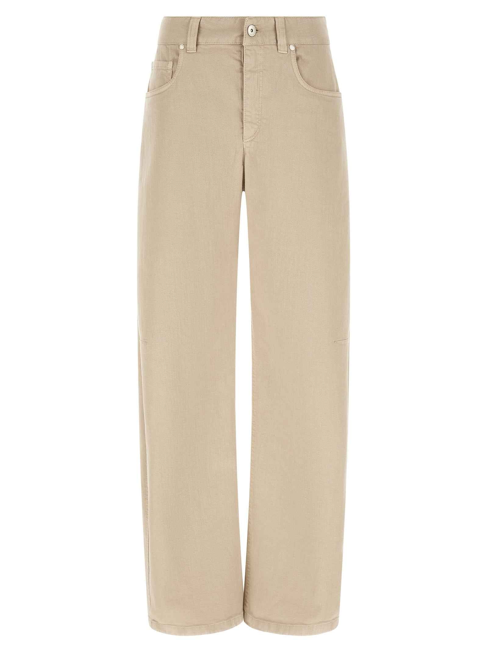 Brunello Cucinelli Beige Cotton Relaxed Fit Jeans
