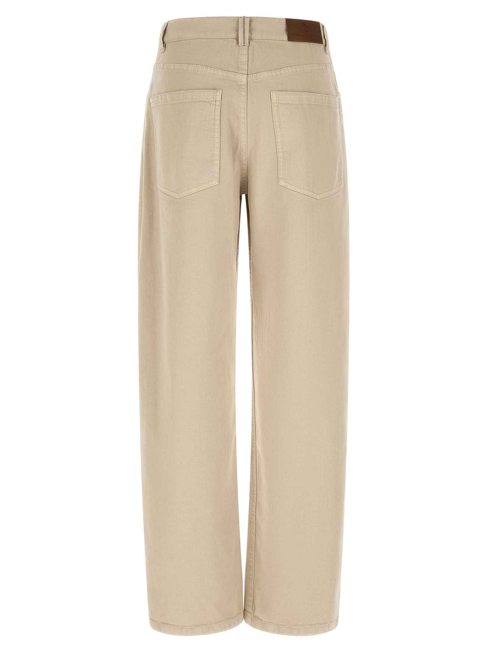 Brunello Cucinelli Beige Cotton Relaxed Fit Jeans