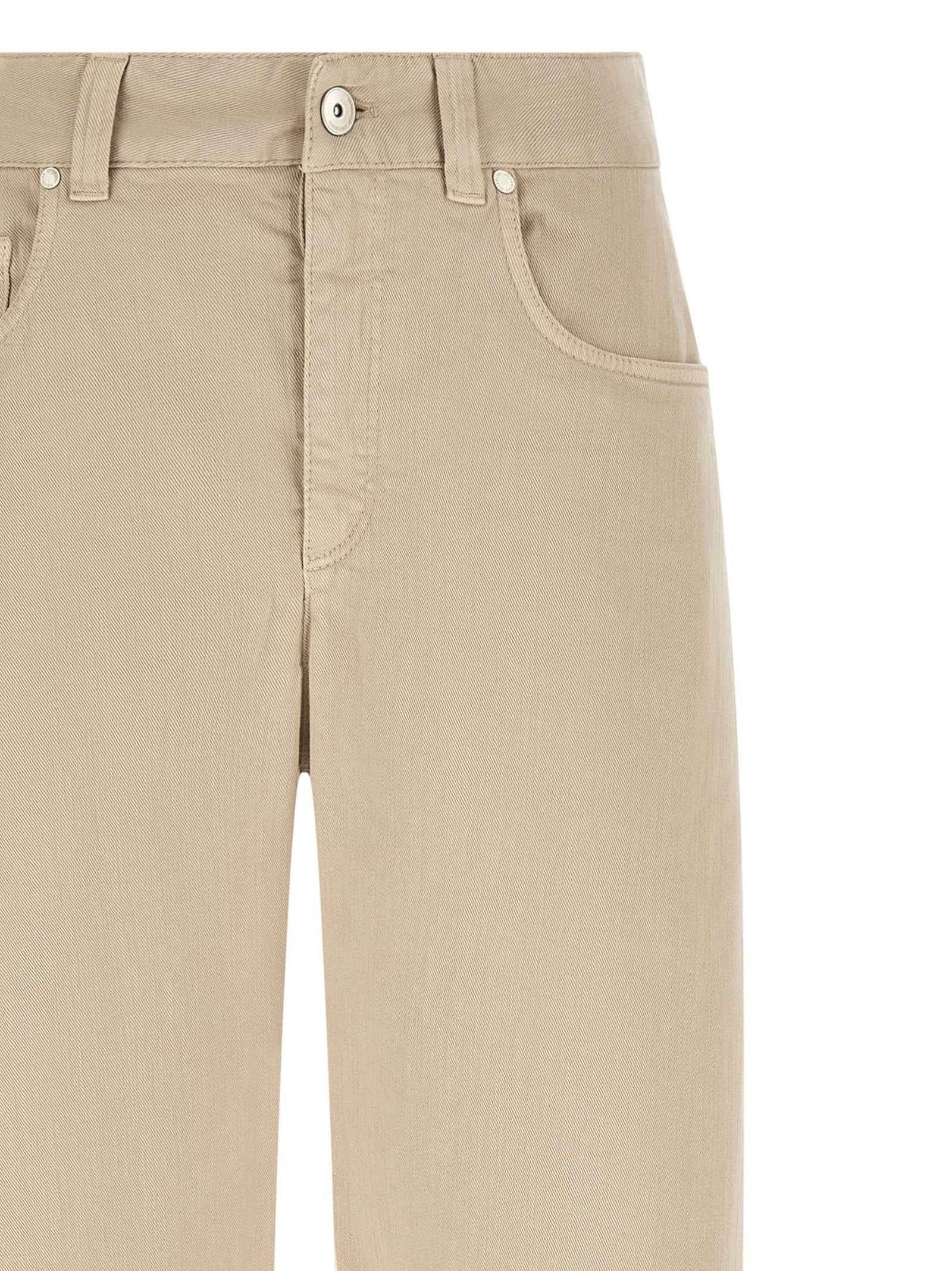 Brunello Cucinelli Beige Cotton Relaxed Fit Jeans
