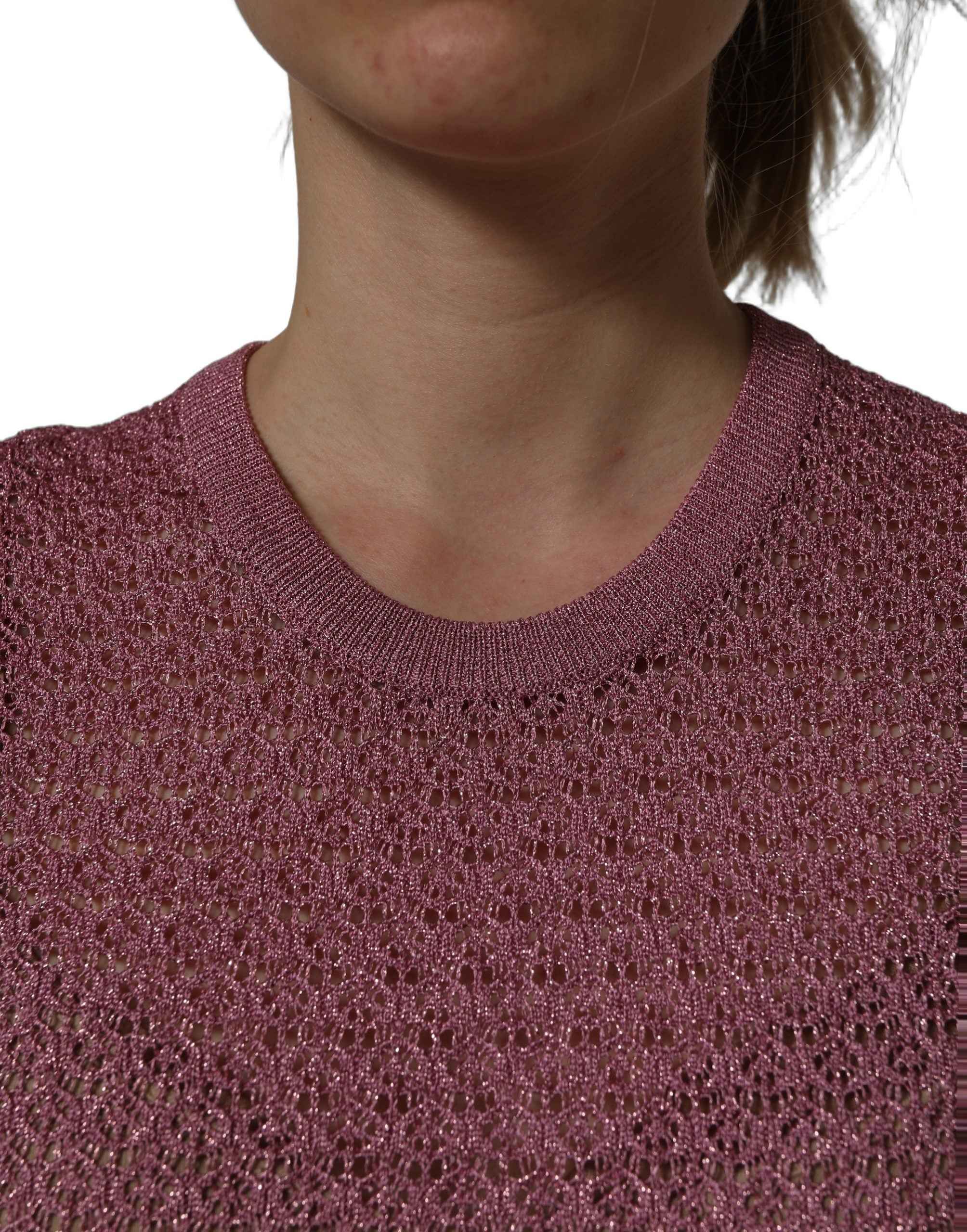 Dolce & Gabbana Pink Sheer Mesh Crew Neck Sleeveless Tank Top