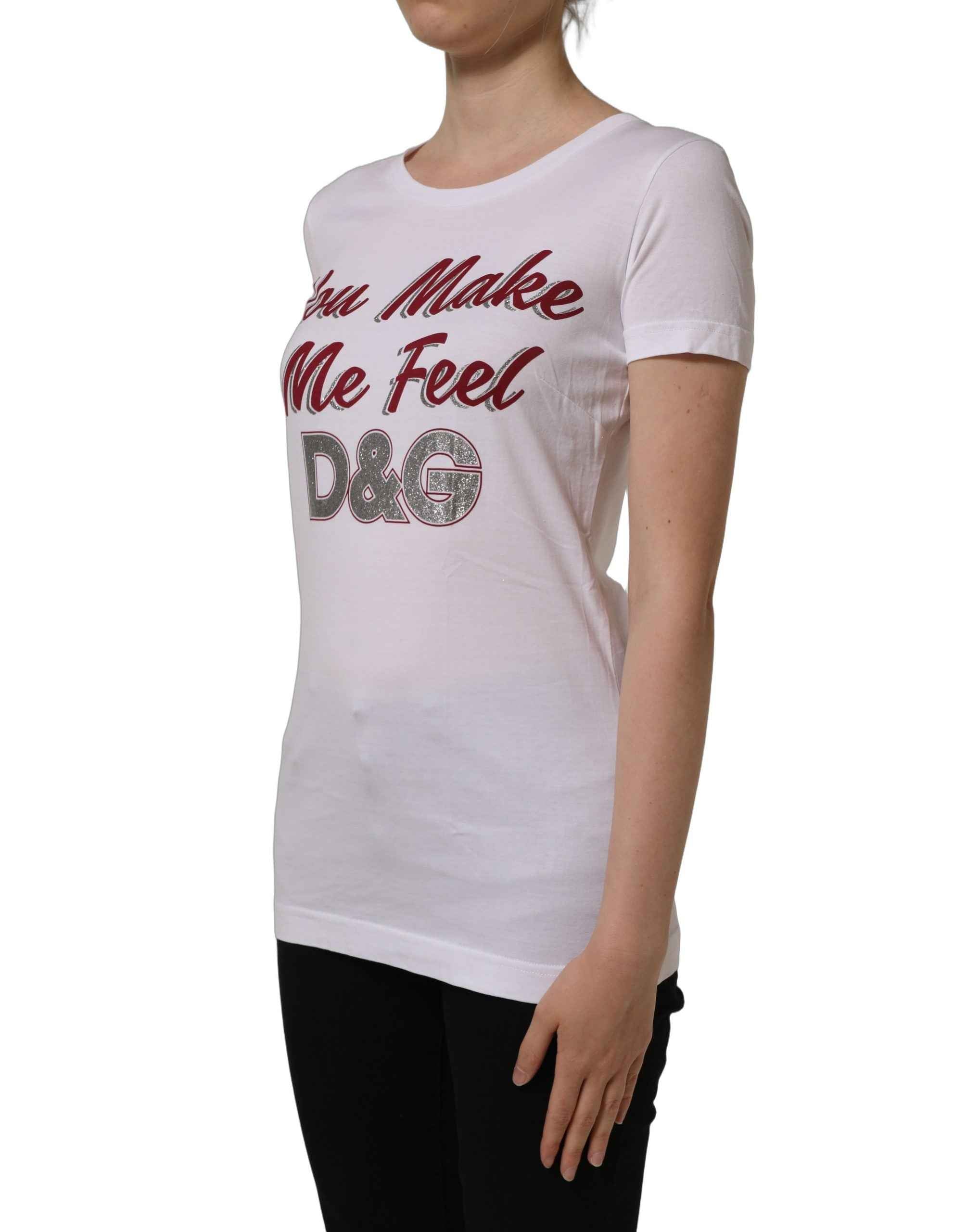 Dolce & Gabbana White Graphic Print Cotton Crew Neck T-shirt