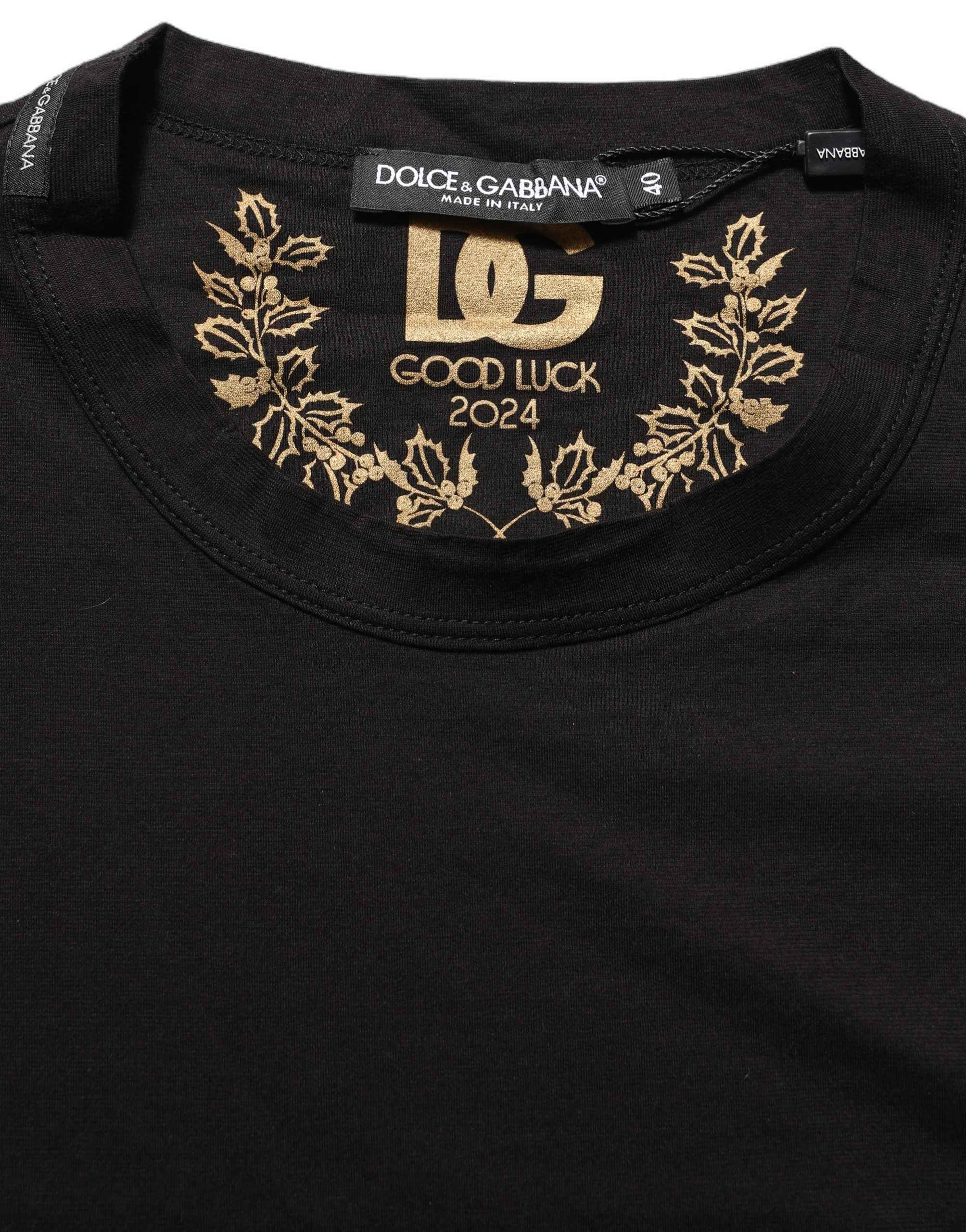 Dolce & Gabbana Black Cotton Crew Neck Short Sleeves T-shirt