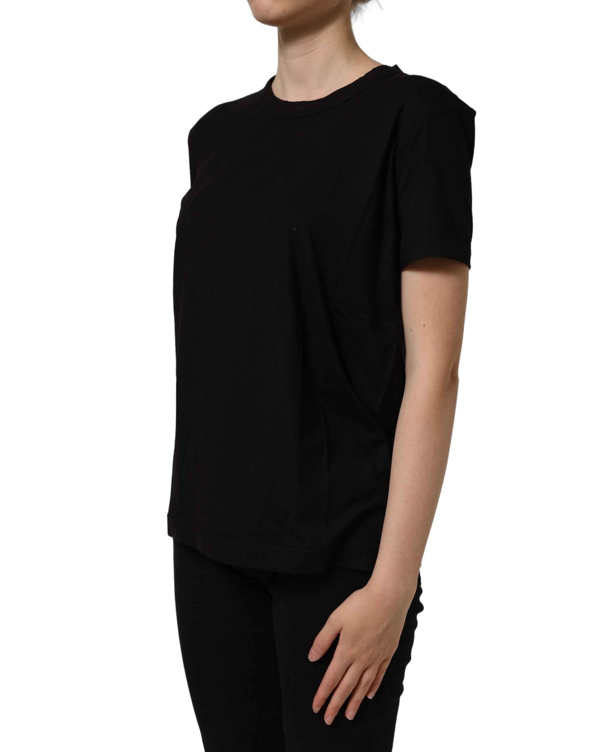 Dolce & Gabbana Black Cotton Crew Neck Short Sleeves T-shirt