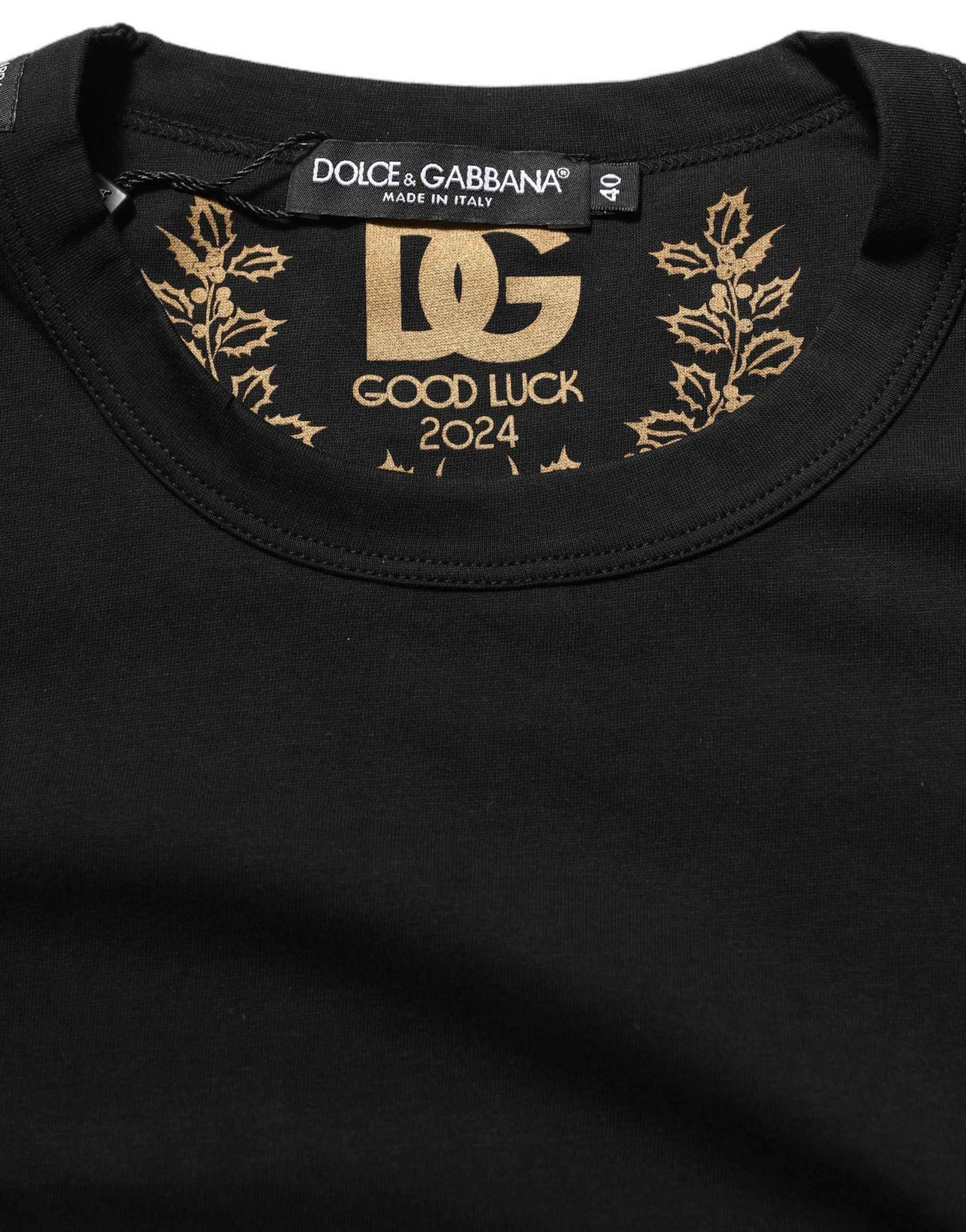 Dolce & Gabbana Black Cotton Crew Neck Short Sleeves T-shirt