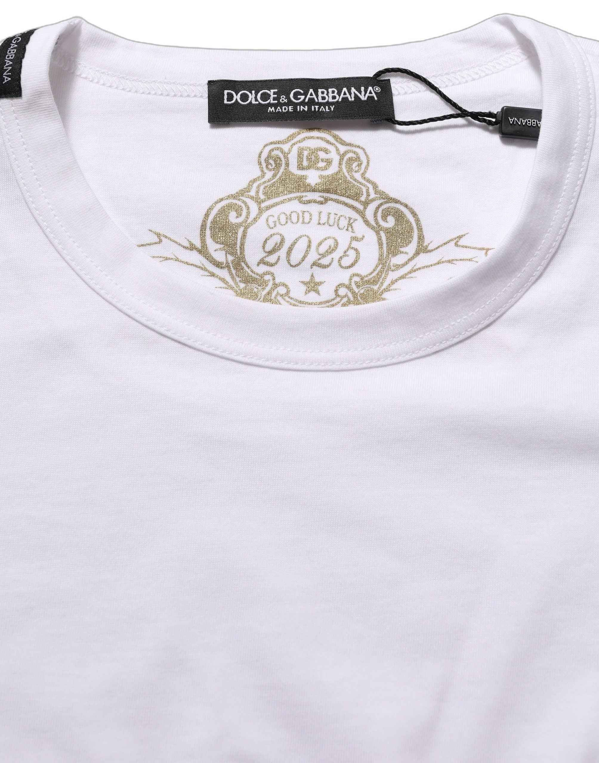 Dolce & Gabbana White Cotton Crew Neck Short Sleeves T-shirt