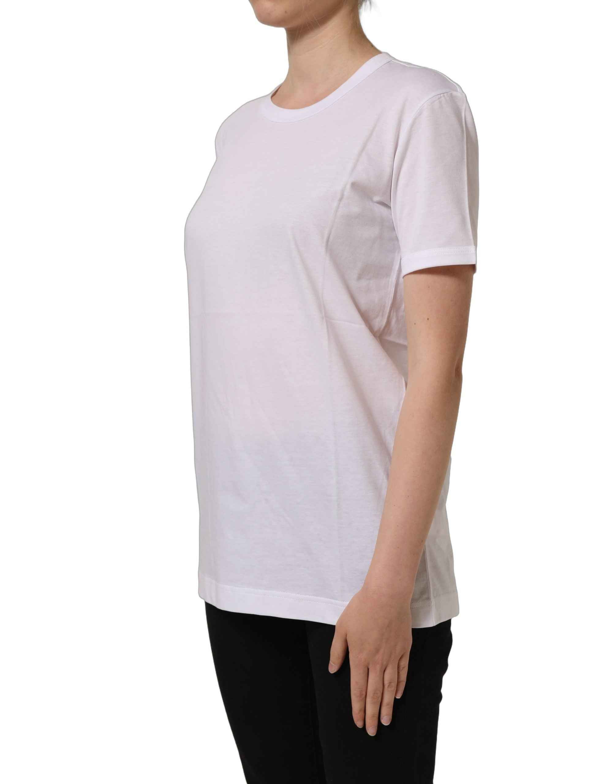Dolce & Gabbana White Cotton Crew Neck Short Sleeves T-shirt