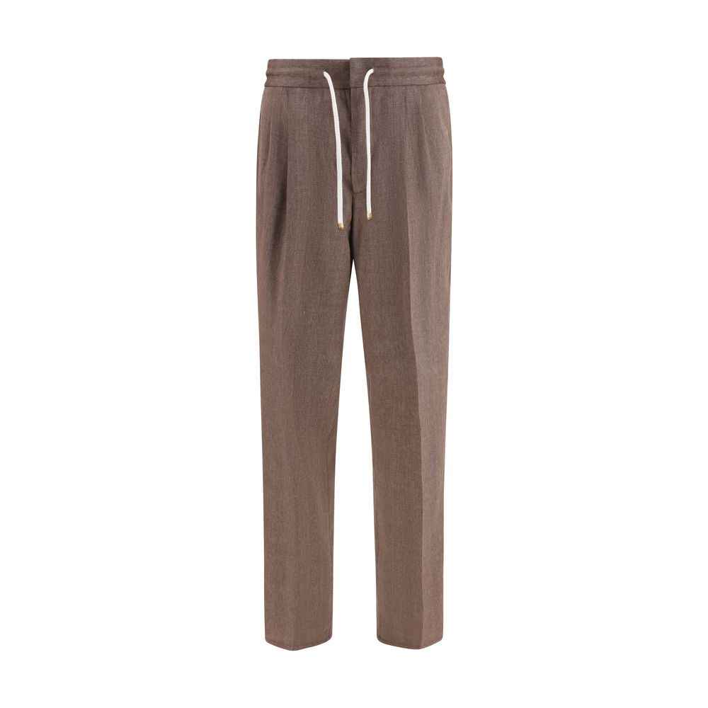 Brunello Cucinelli Brown Linen Casual Pants