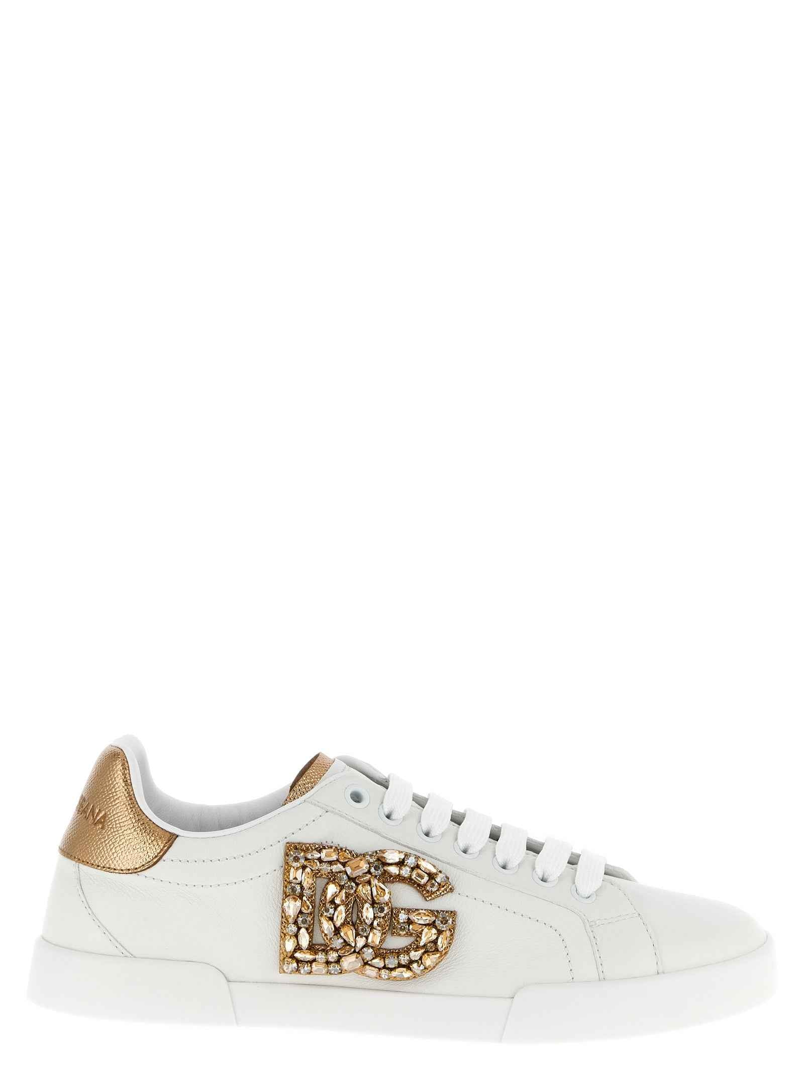 Dolce & Gabbana Gold Calfskin Low Top Sneakers