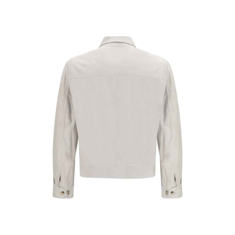 Brunello Cucinelli Beige Leather Leather Jacket