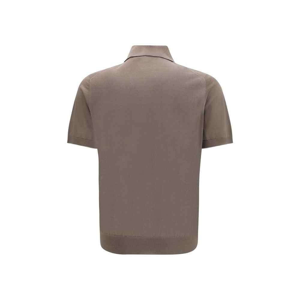 Brunello Cucinelli Brown Cotton Polo Shirt
