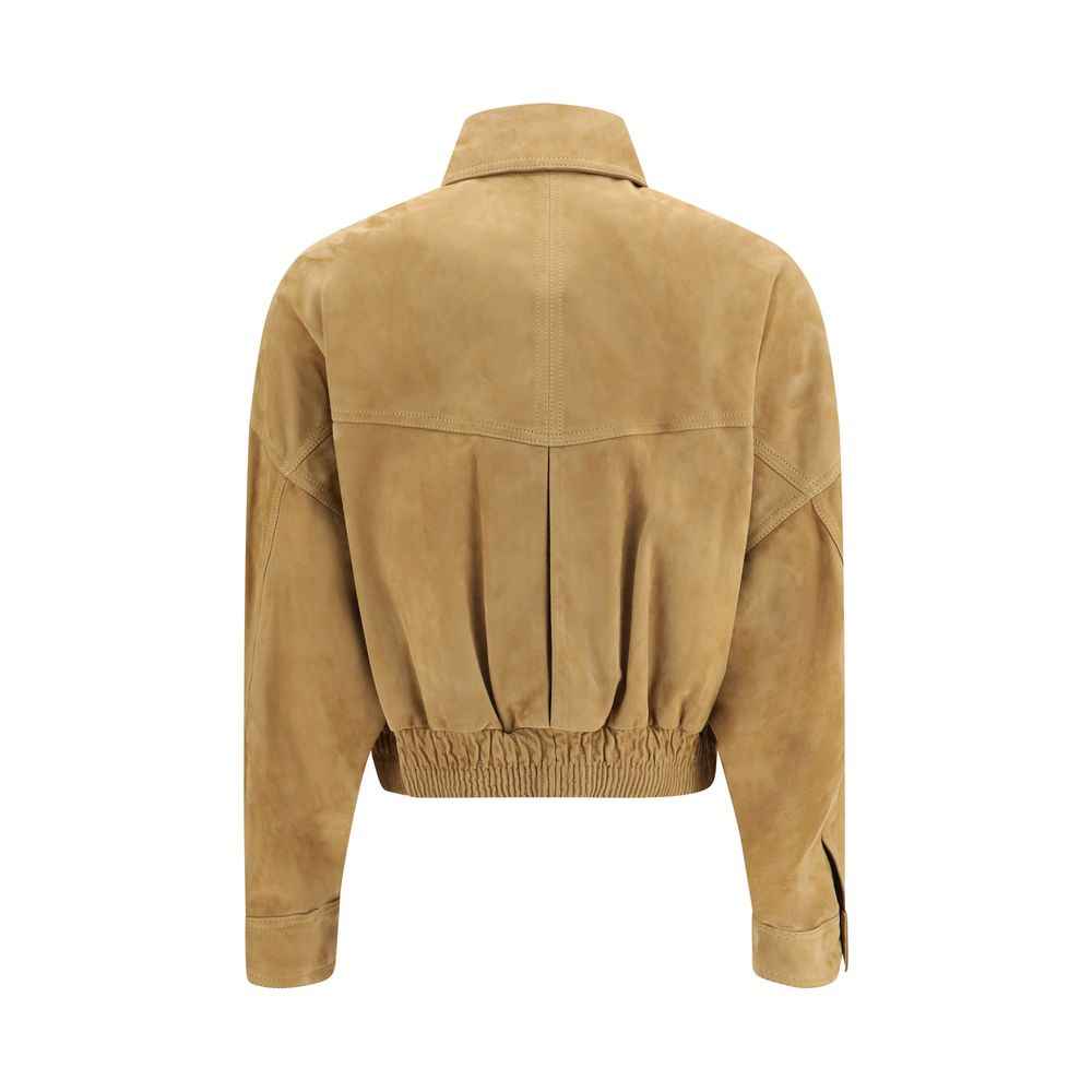 Versace Beige Lamb Leather Bomber