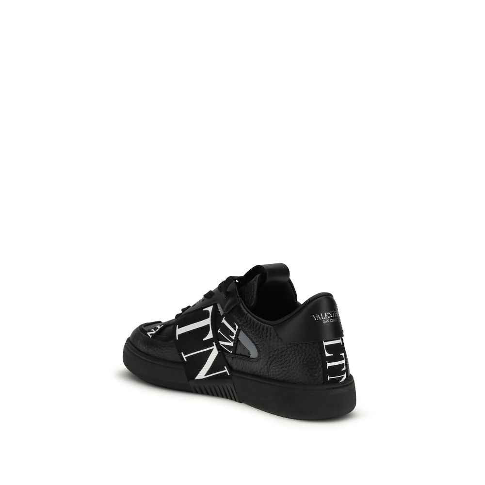 Valentino Garavani Black Calf Leather Bos Taurus Athletic Sneakers