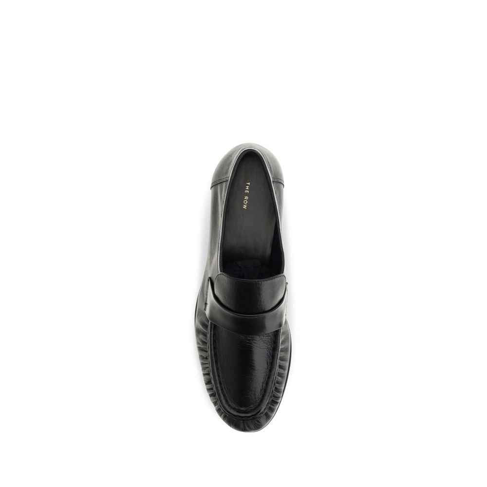 The Row Black Calf Leather Bos Taurus Slip-On Loafers