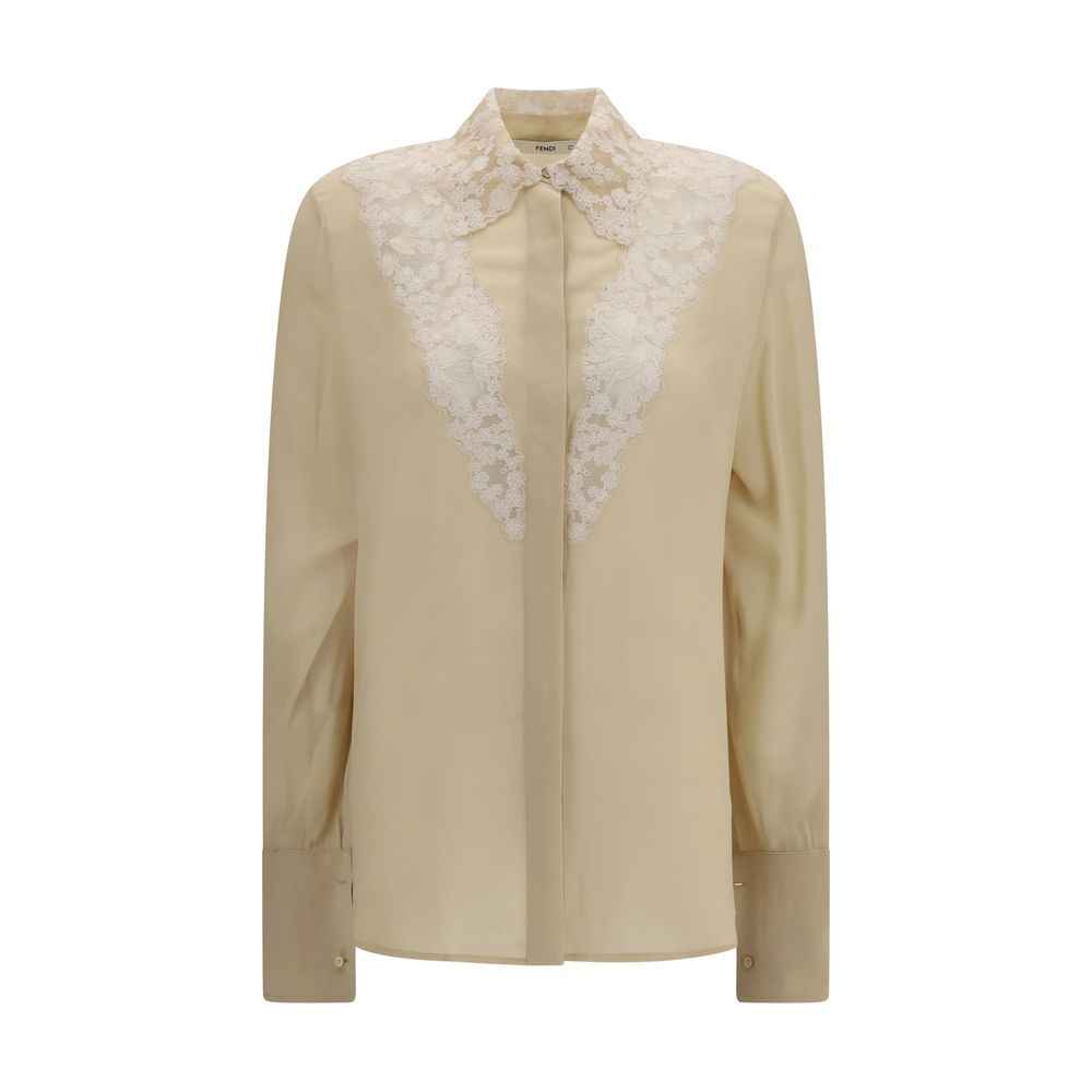 Fendi Beige Silk Dress Shirt