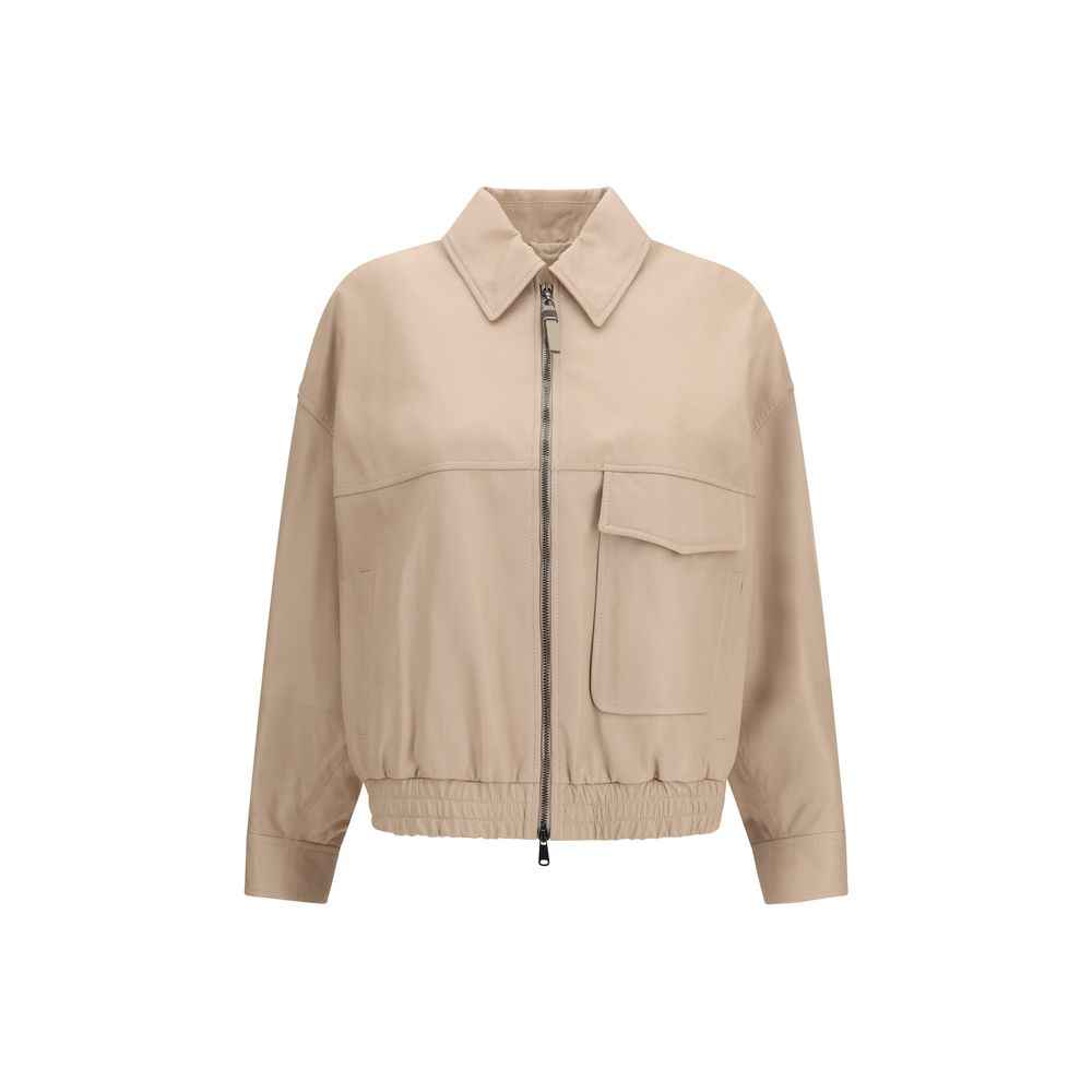Brunello Cucinelli Beige Leather Leather Jacket