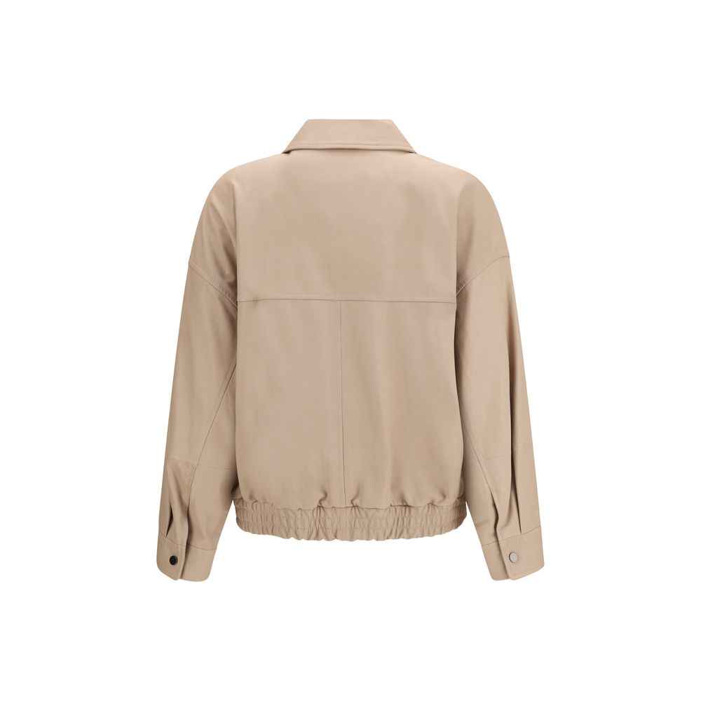 Brunello Cucinelli Beige Leather Leather Jacket