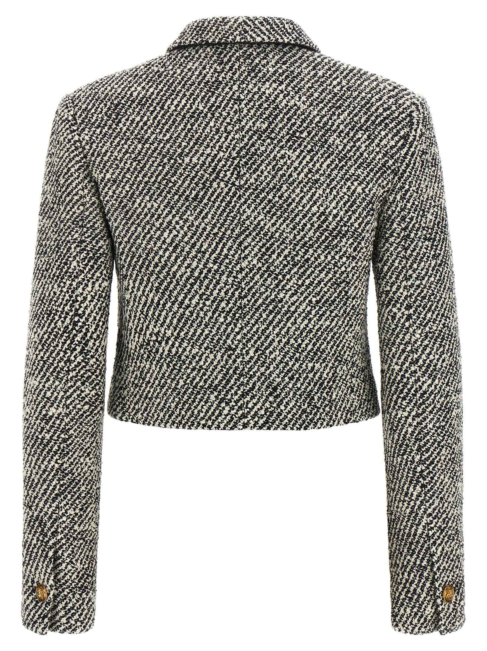 Versace Bicolor Virgin Wool Full-Length Jacket
