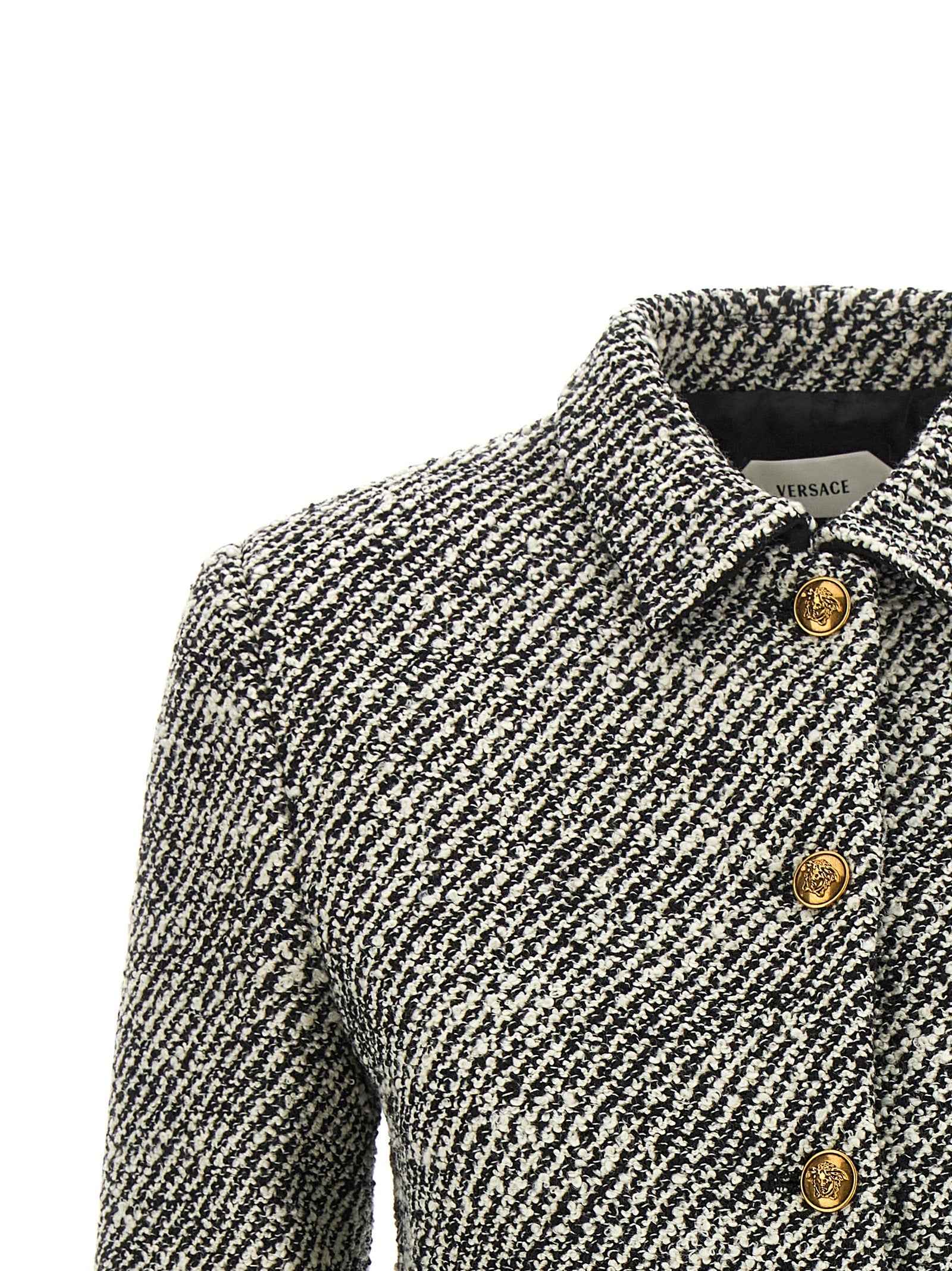 Versace Bicolor Virgin Wool Full-Length Jacket