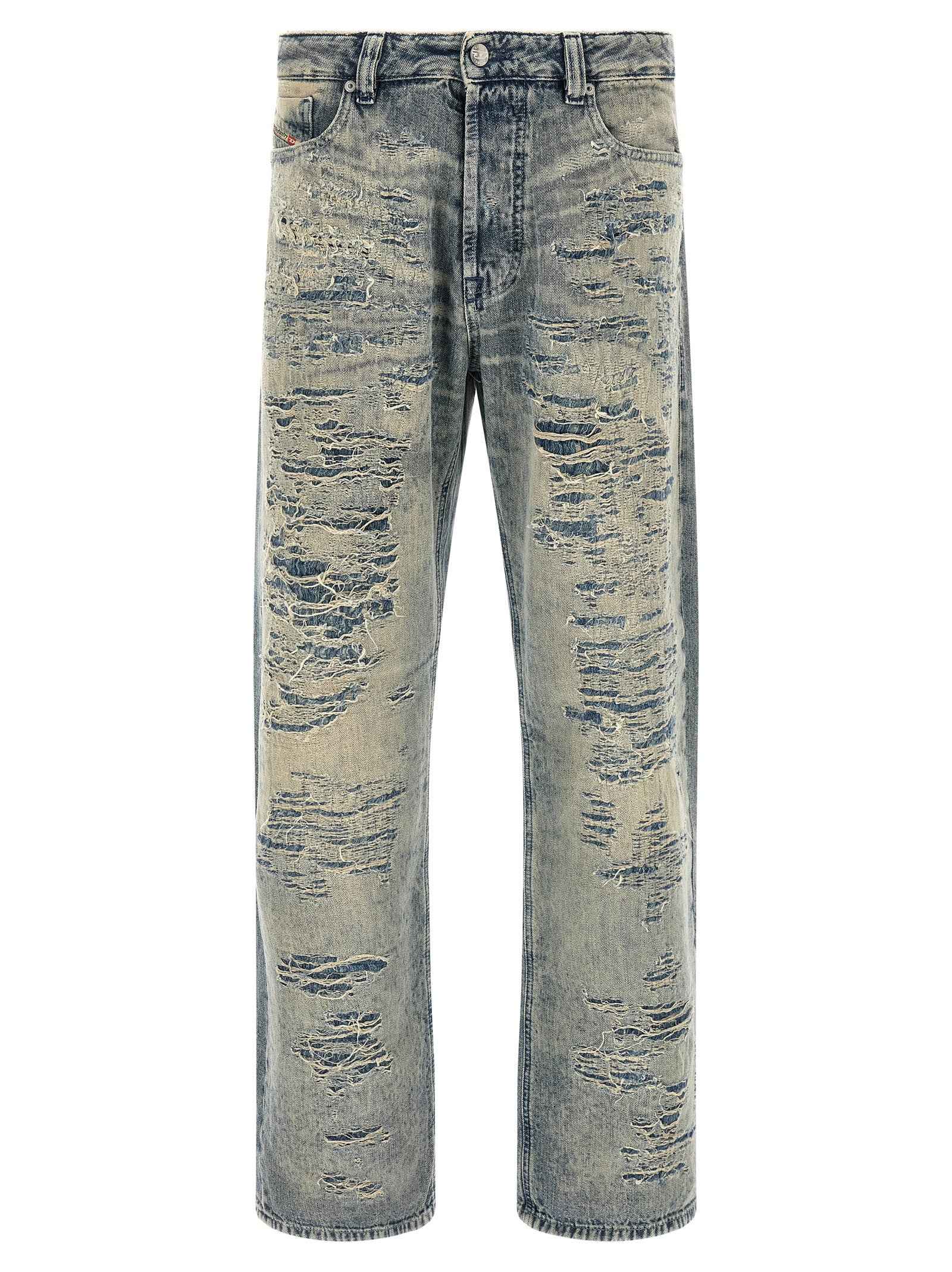 Diesel Blue Cotton Relaxed Fit Jeans