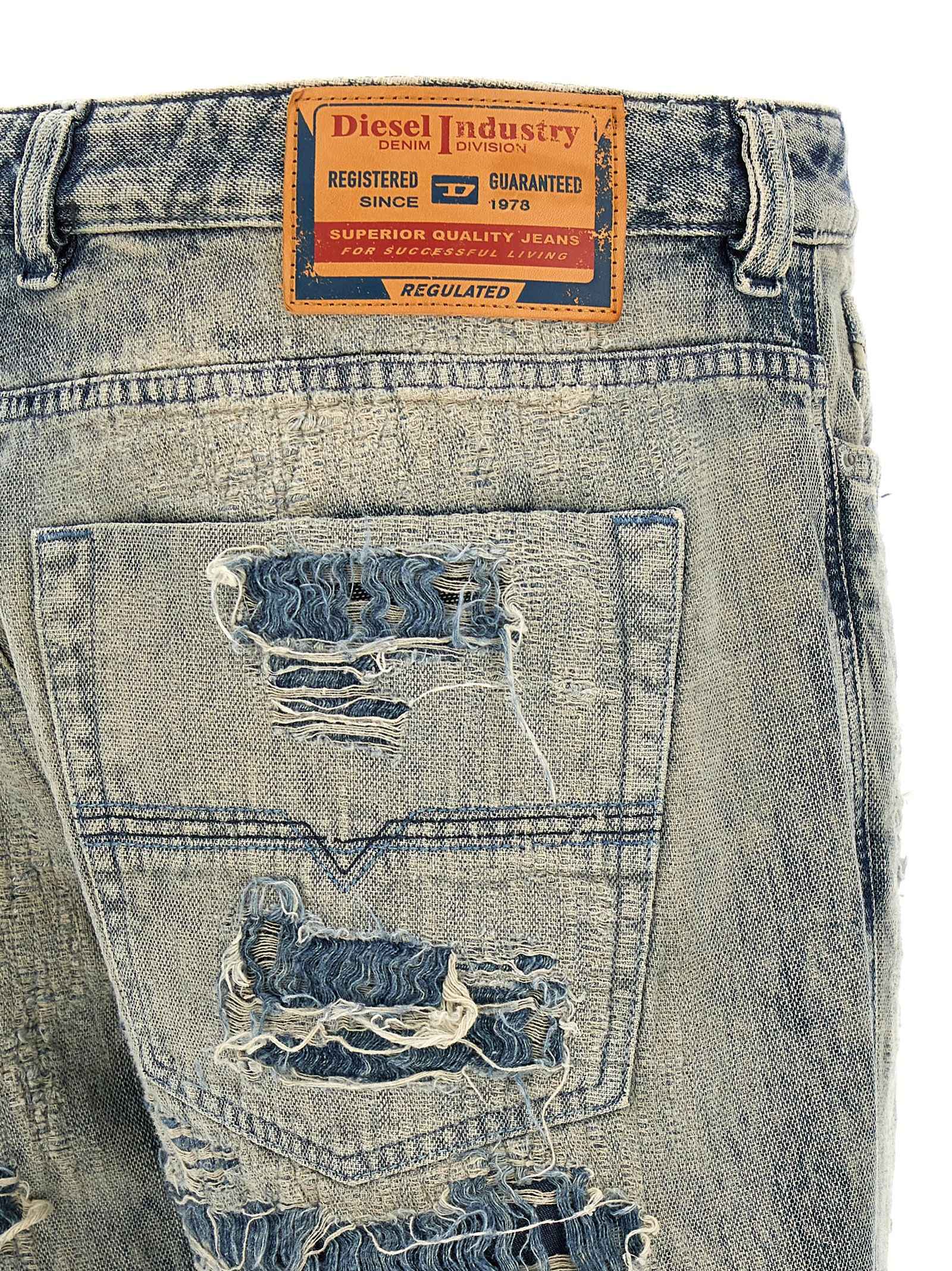 Diesel Blue Cotton Relaxed Fit Jeans