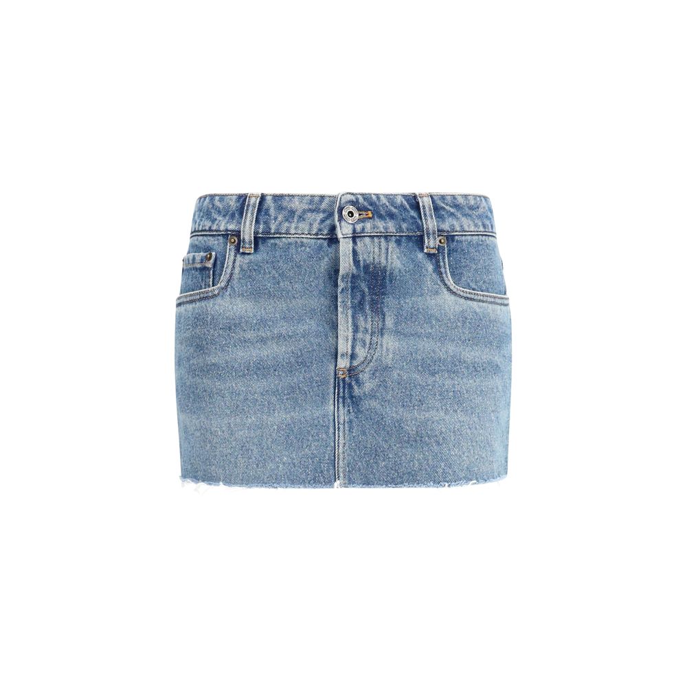 Miu Miu Blue Cotton Mini Skirt