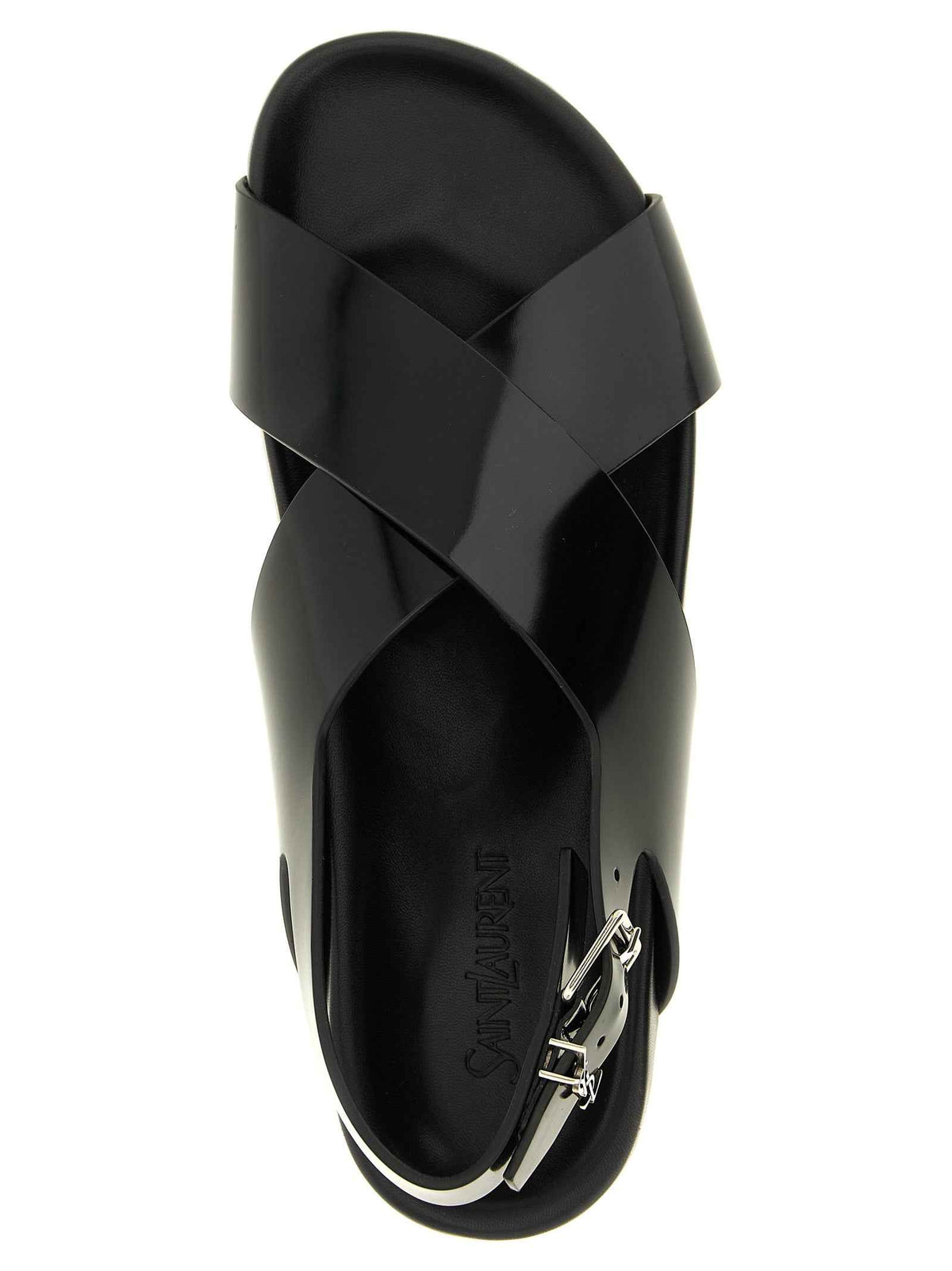 Saint Laurent Black Calfskin Flat Sandals