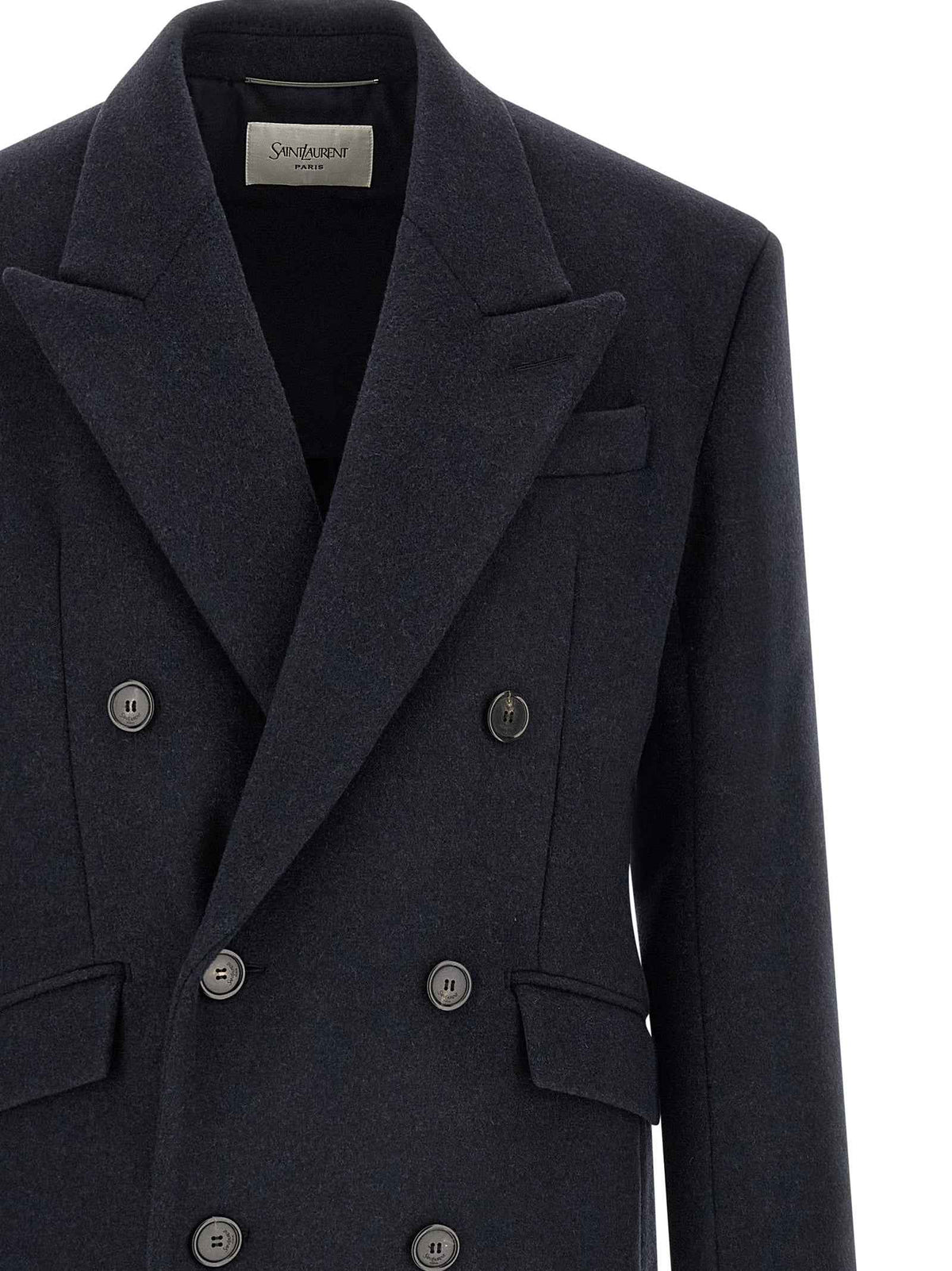 Saint Laurent Blue Wool Coat